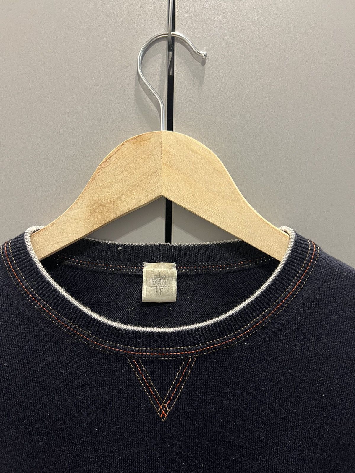 Eleventy Eleventy Decorative Stitching Sweater Blue Wool Medium Size US M / EU 48-50 / 2 - 3 Thumbnail