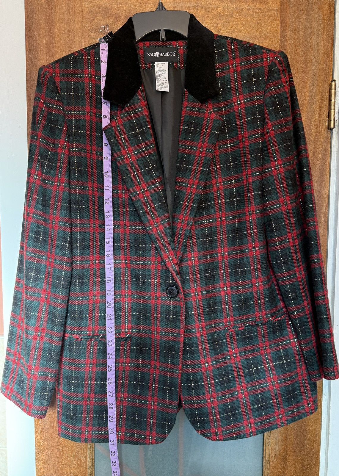 Other Sag Harbor Women Vtg Tartan Plaid Wool Holiday Blazer-14 Size XL / US 12-14 / IT 48-50 - 7 Thumbnail