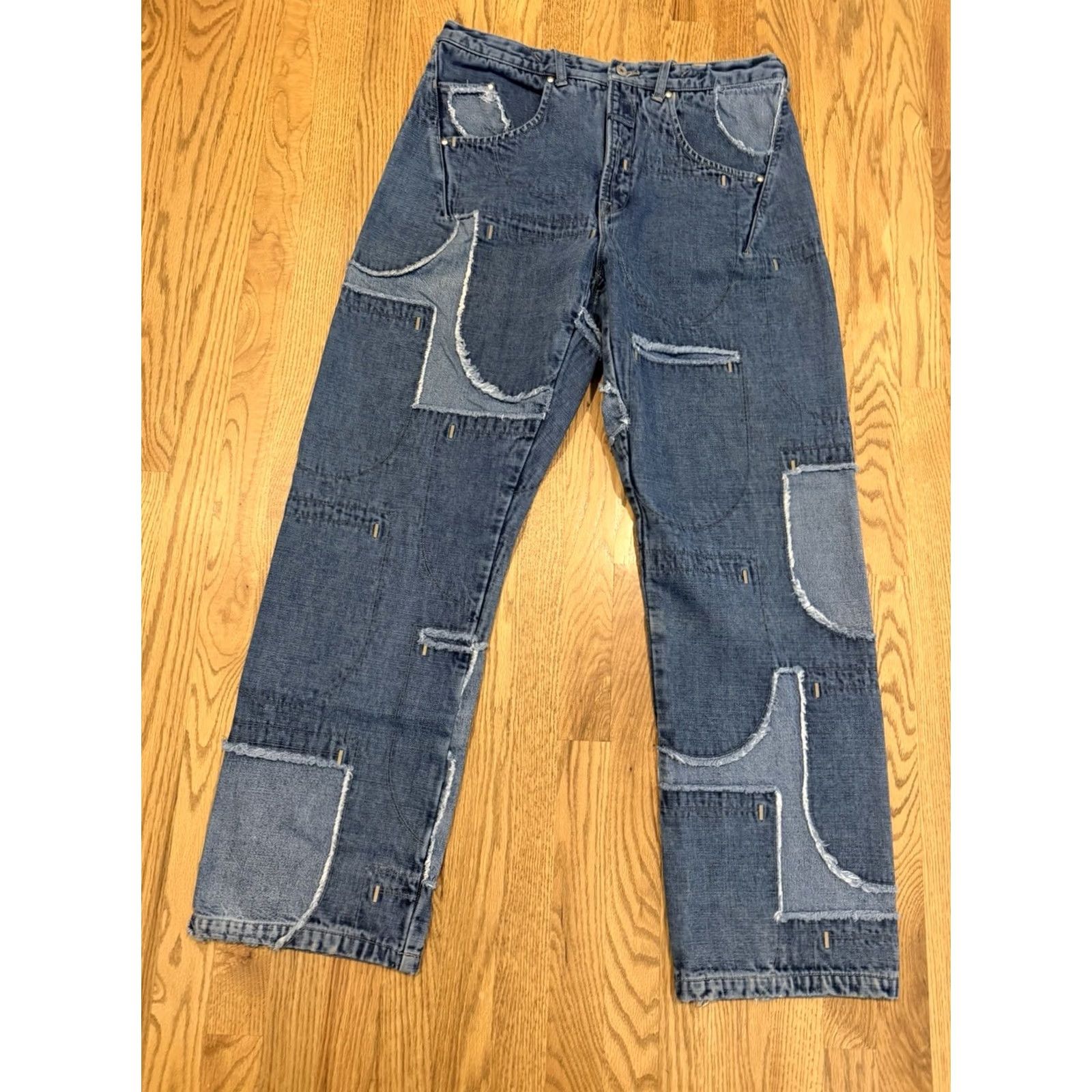 Denime VINTAGE Girbaud Denim Jeans Men’s 36 34x32.5 Patchwork Wide-Leg 90s Hip Hop Vintage Baggy Size US 36 / EU 52 - 5 Thumbnail