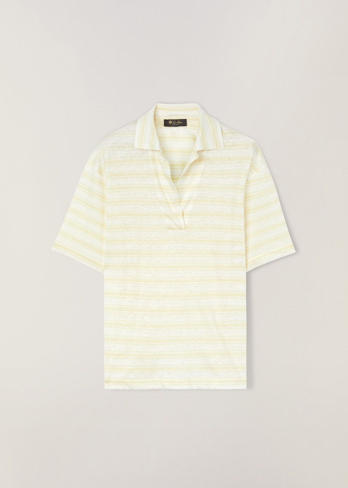Loro Piana o1srvl11e1224 Open Neck Polo Shirt in White & Yellow Size M / US 6-8 / IT 42-44 - 1 Thumbnail