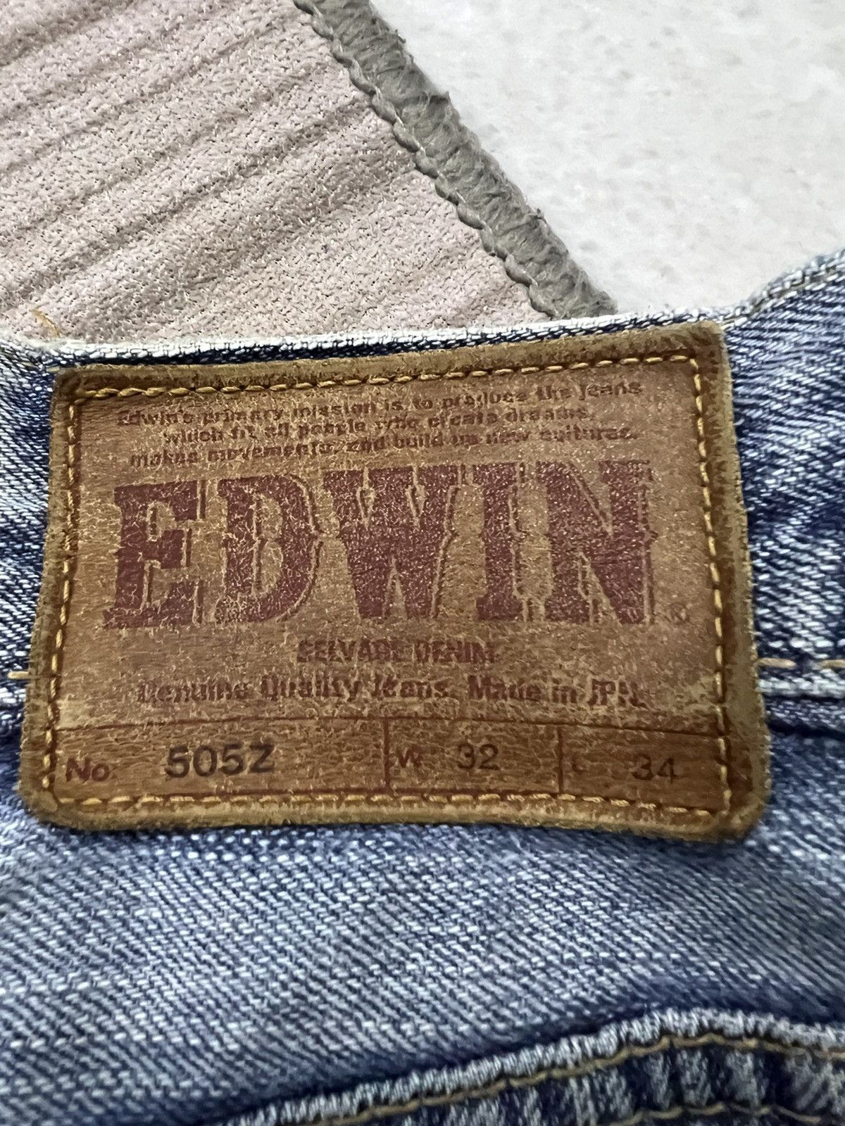 Edwin × If Six Was Nine 💥Baggy💥VINTAGE EDWIN 505z SELVEDGE DISTRESSED BAGGY JEANS Size US 33 - 18 Thumbnail