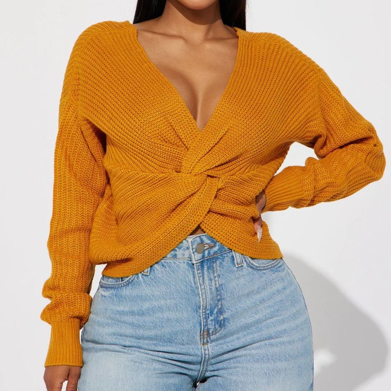 Other Reversible Twisted Knit Long Sleeve Fall Sweater Mustard M Size M / US 6-8 / IT 42-44 - 12 Thumbnail