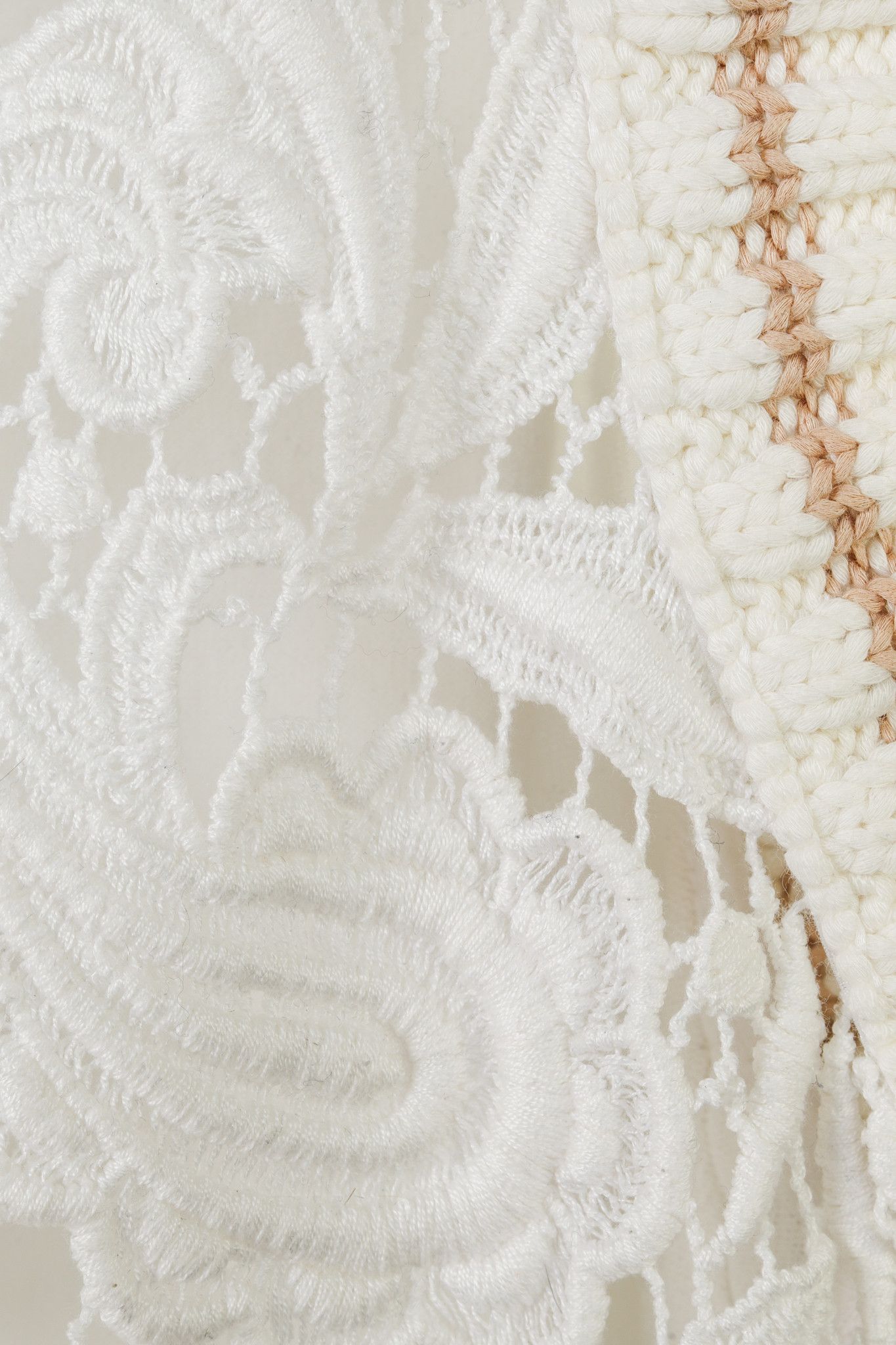 Other Marc Cain Off White Multi-Fabric Crochet Lace Tank Size L / US 10 / IT 46 - 6 Thumbnail