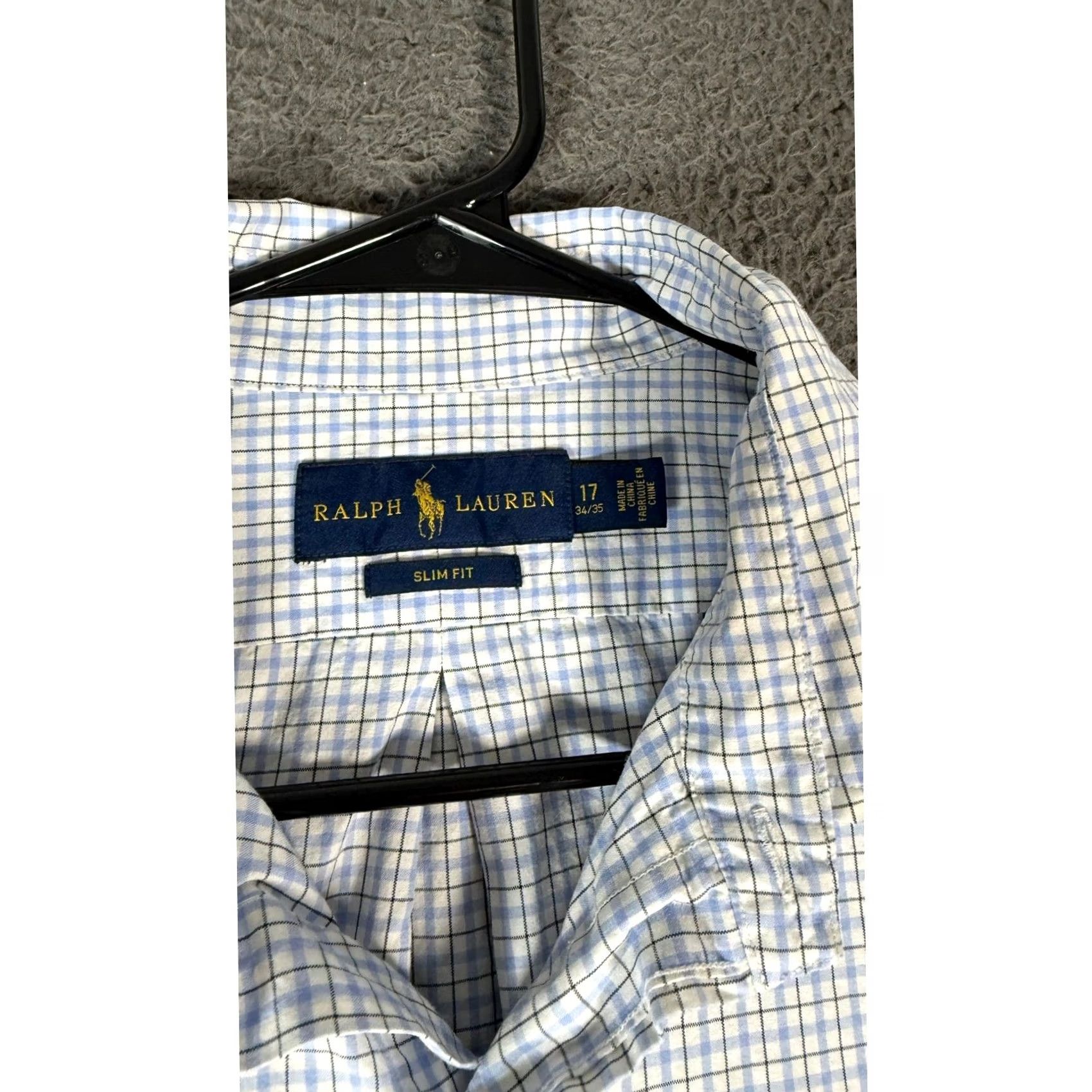 Ralph Lauren Ralph Lauren Slim Fit Button Down Dress Shirt Blue Checkered 17 34/35 Mens Size 46R - 3 Thumbnail