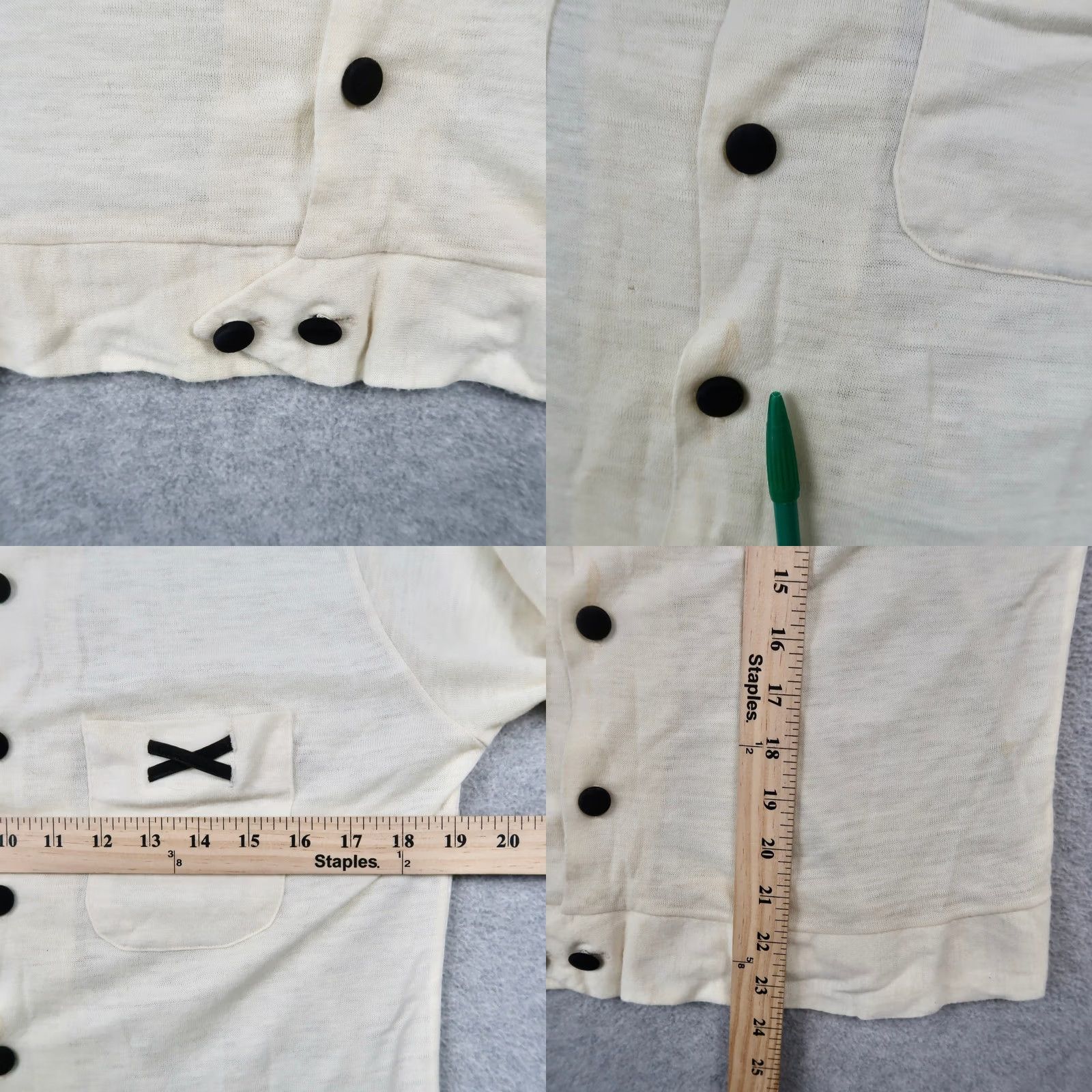 Vintage VINTAGE Campus Shirt Womens M Ivory 60s Di Firenze by 60s Mod Acrylic Knit Button Up Size M / US 6-8 / IT 42-44 - 8 Thumbnail