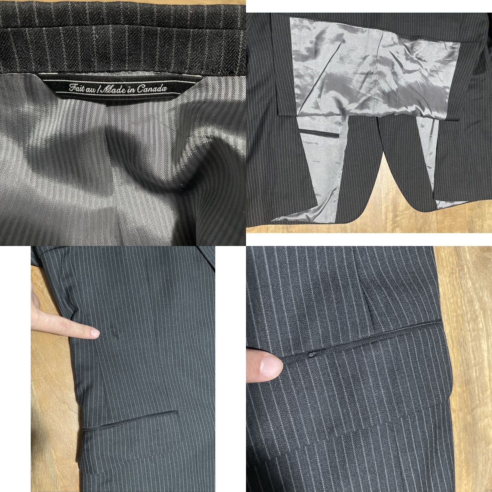 Jack Victor VINTAGE Jack Victor 2 Piece Dark Gray Pinstripe Suit Mens 46R Sport Jacket 40x28.5 Trousers Size US 30 / EU 46 - 8 Thumbnail