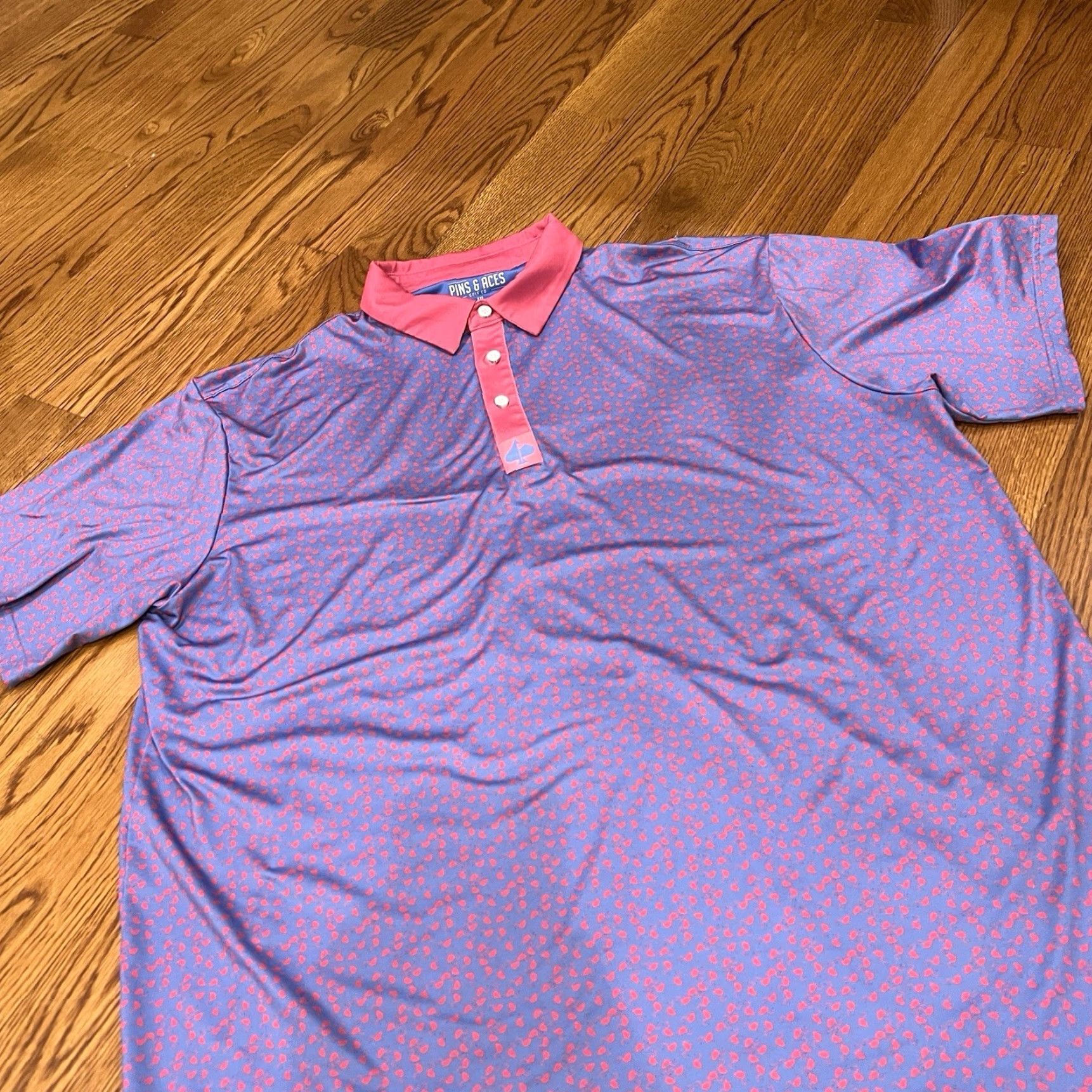 Vintage Pins & Aces Polo Shirt Mens XXL Pink Flamingo Short Sleeve Golf Performance Size US XXL / EU 58 / 5 - 6 Thumbnail