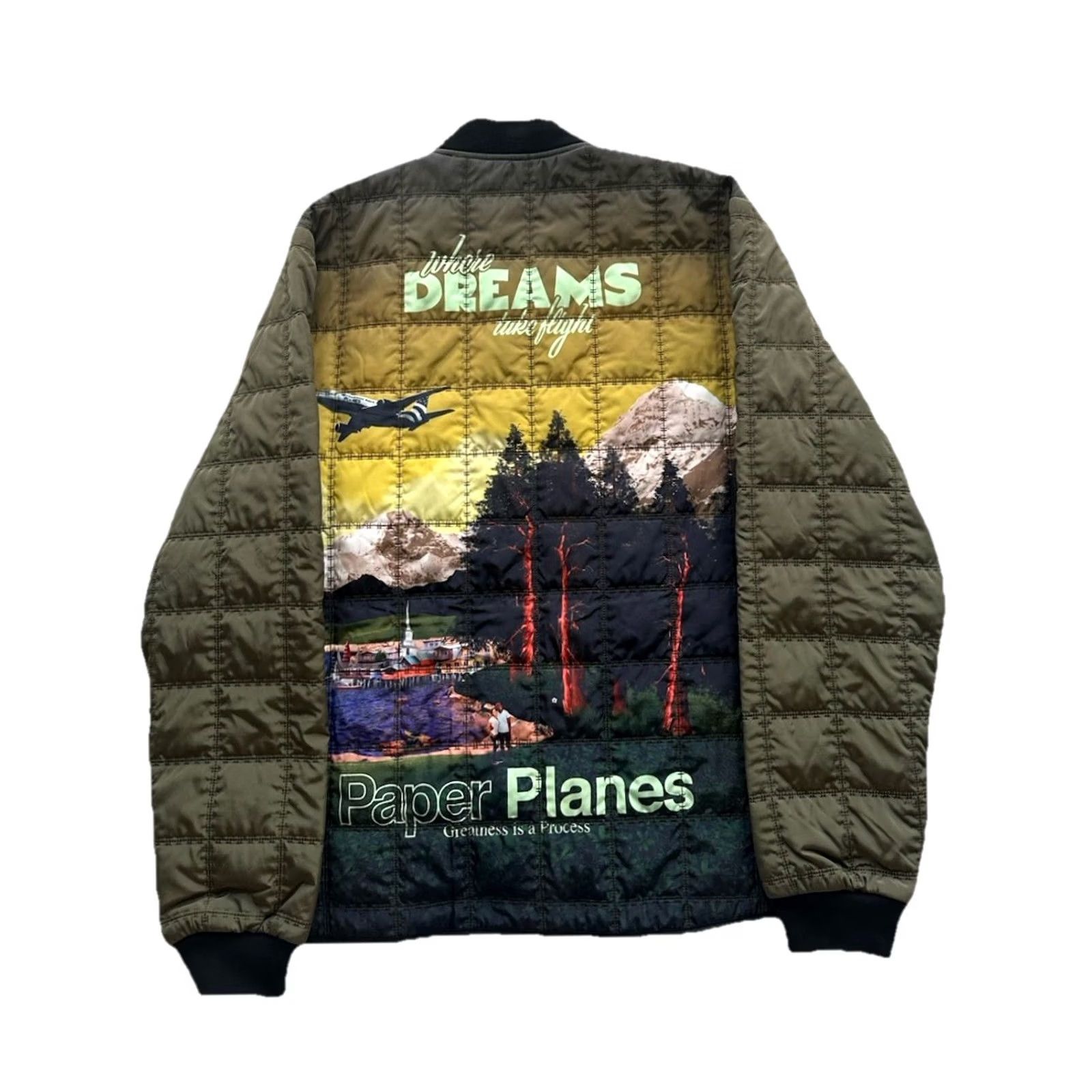 Vintage PAPER PLANES Jacket XL Men Green Puffer NEW RARE GRAPHIC Size US XL / EU 56 / 4 - 2 Thumbnail
