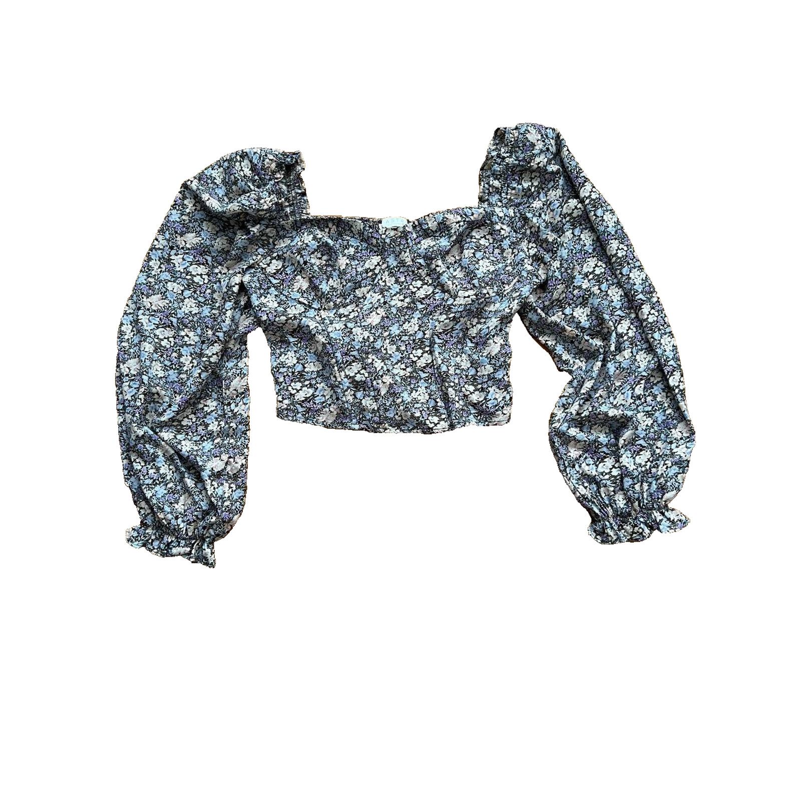 & Other Stories ASTR Label Floral Y2K Brown Long Sleeve crop Top XL A003149 Size XL / US 12-14 / IT 48-50 - 2 Thumbnail