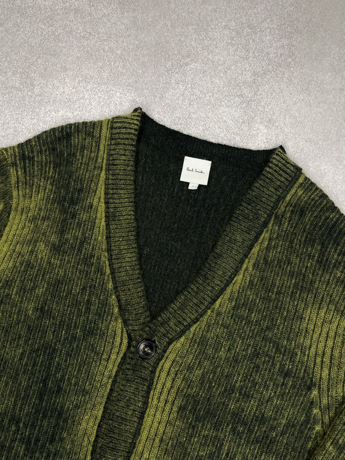 Paul Smith Mens Paul Smith Acid Wash Print Effect Wool Mohair Cardigan Green Size US L / EU 52-54 / 3 - 5 Thumbnail