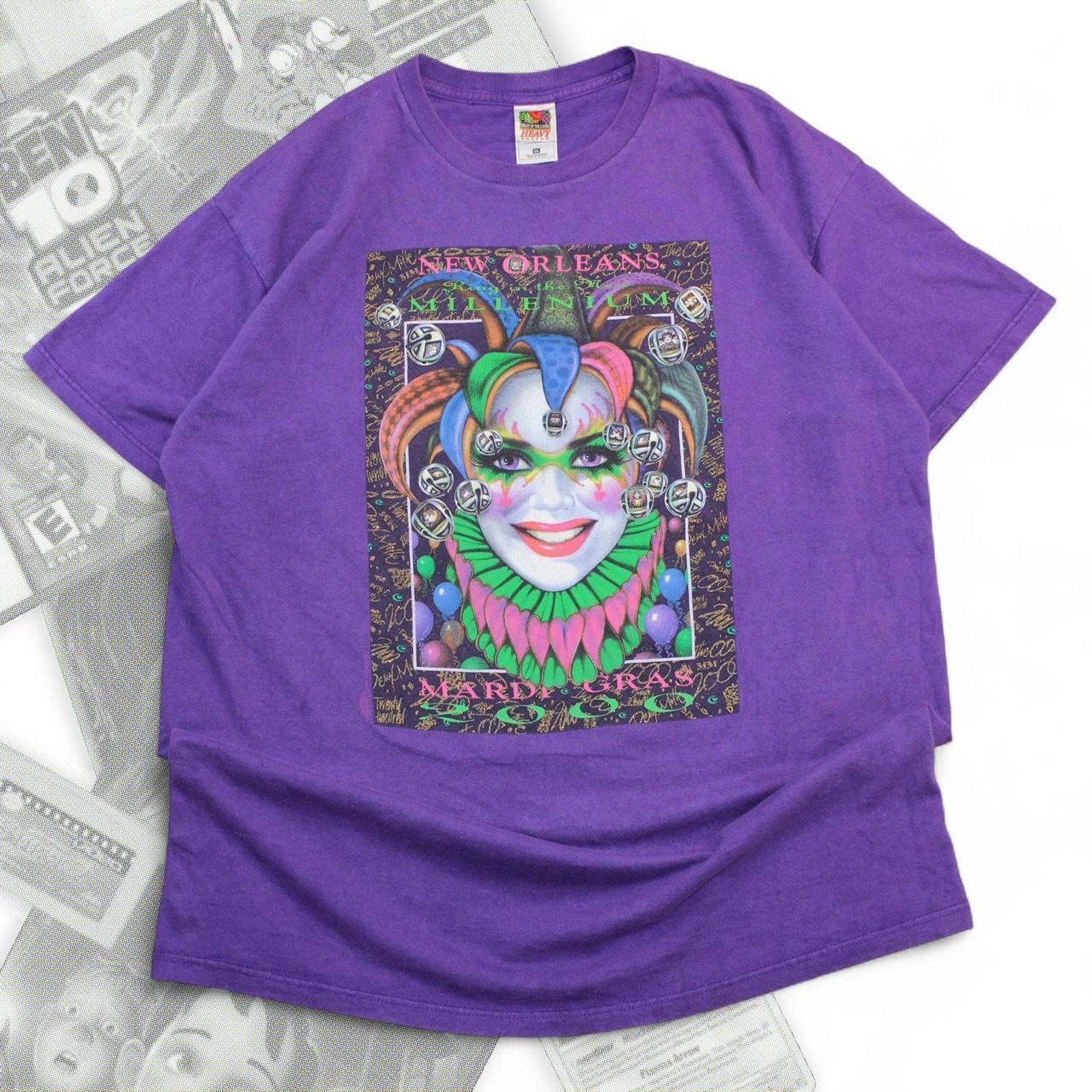 & Other Stories Purple Vintage Y2K Mardi Gras Jester Clown Graphic Tee Size US XL / EU 56 / 4 - 1 Thumbnail