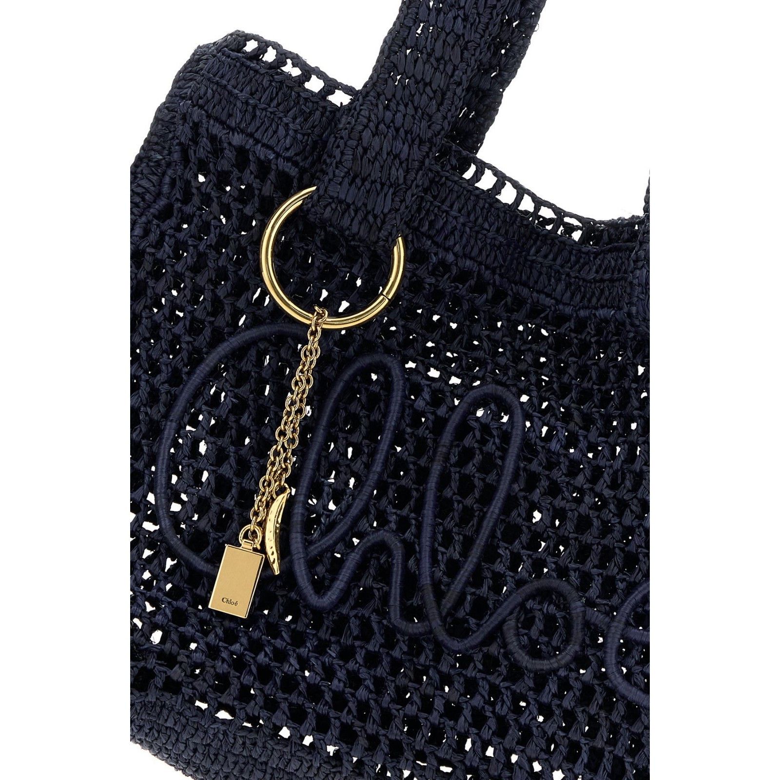 Chloe CHLOE Summer Banana East West Navy Raffia Tote Bag New & Aut Size ONE SIZE - 4 Thumbnail