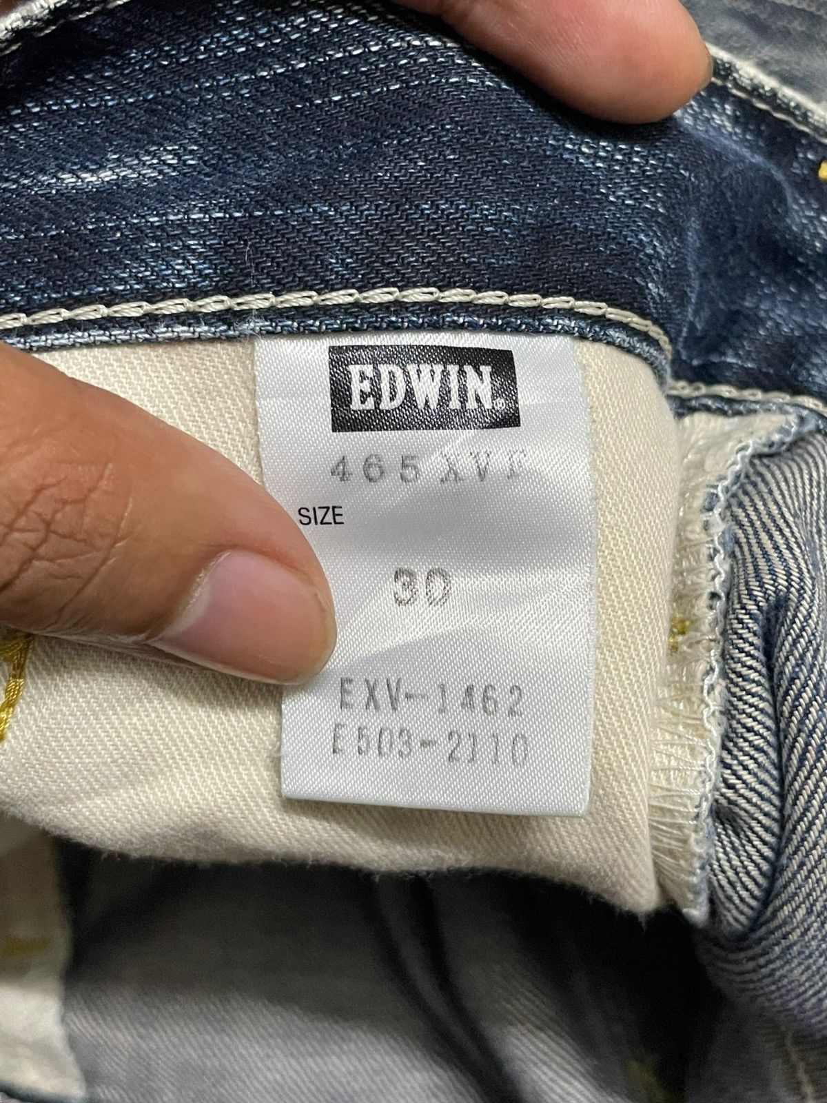 Edwin Vtg Edwin Twisted Loose Ripped Blue Wash Buckle Back Jeans Size US 31 - 15 Thumbnail