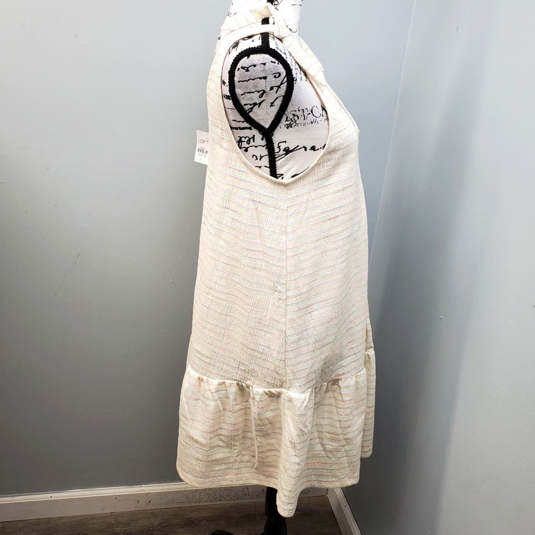 Loft LOFT Ann Taylor Tank Dress Womens Small Multicolor Striped Tie Shoulder Button Front V-Neck Sleeveless Midi Casual Dress Womens Size S Size S / US 4 / IT 40 - 8 Thumbnail