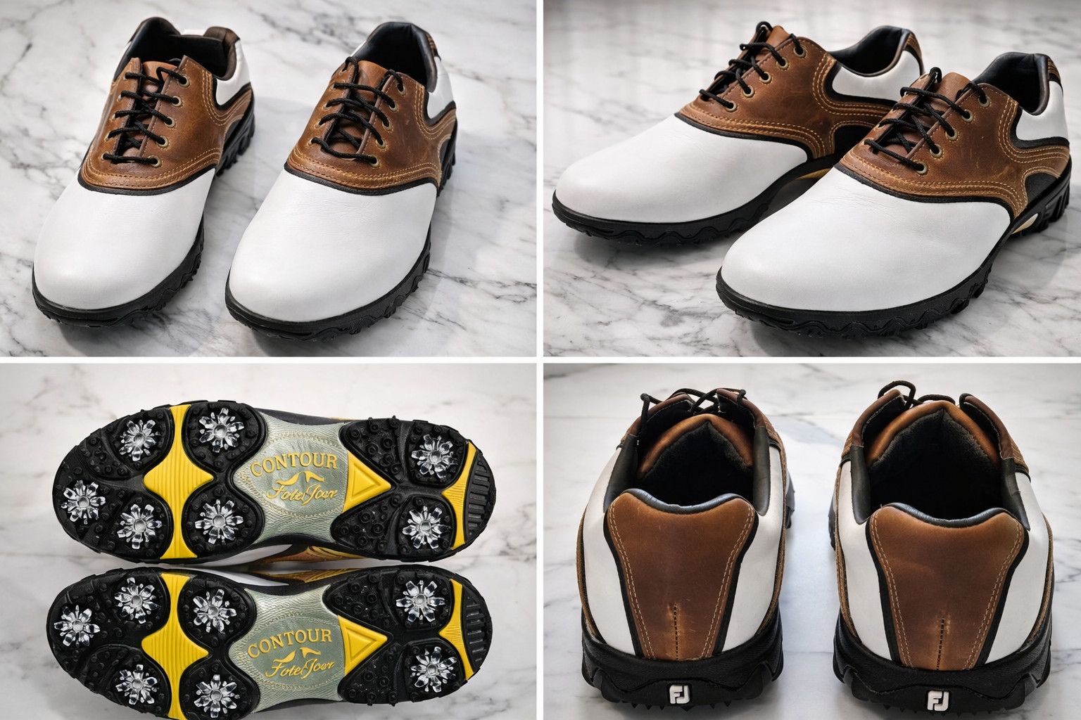 Footjoy FootJoy Contour Saddle Golf Shoes Brown White Leather Size US 14 / EU 47 - 5 Thumbnail