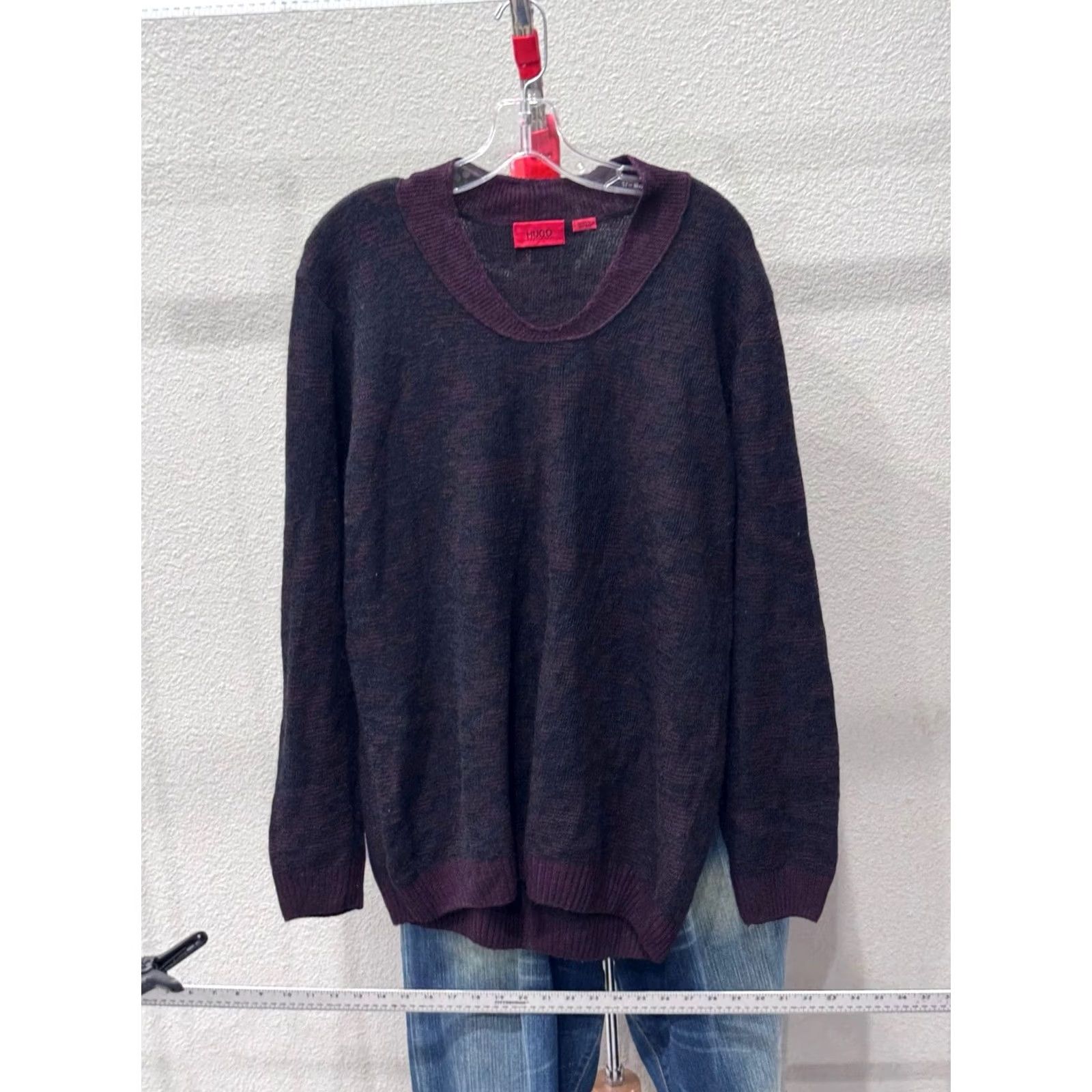 Hugo Boss Hugo Boss Plum Mohair Wool Blend Vneck SWEATER XL Mens Size US XL / EU 56 / 4 - 3 Thumbnail