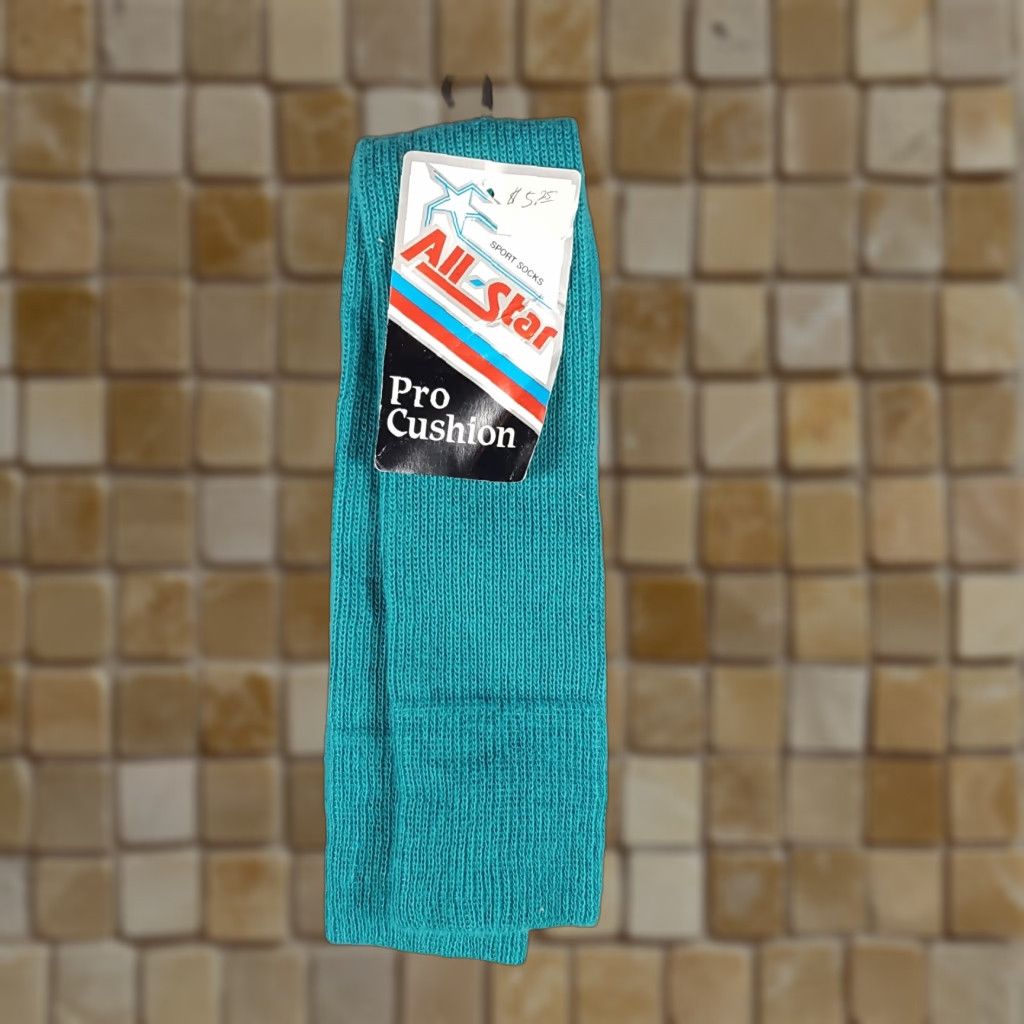 Altea VINTAGE All-Star Socks Sport Pro Cushion Men's 8-10 USA Knit Teal Blue 80s 90s Athletic Socks Mens Size ONE SIZE - 1 Thumbnail