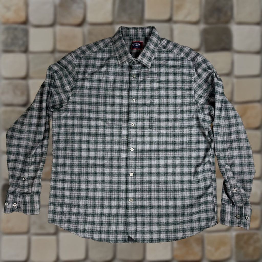 UNTUCKit UNTUCKit Parducci Button-Up Shirt Plaid XL Gray Cotton Long Sleeve Mens Size US XL / EU 56 / 4 - 1 Thumbnail