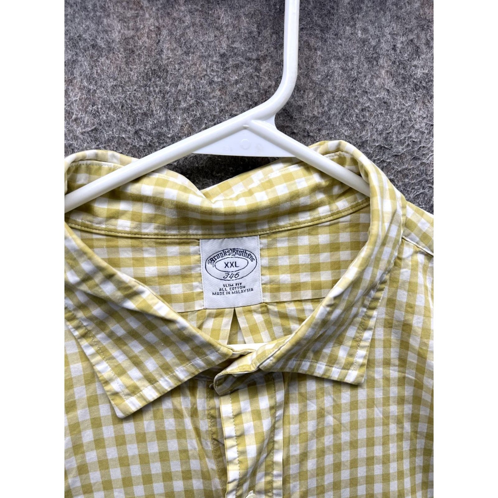 Brooks Brothers Brooks Brothers Shirt Mens 2XL Yellow Check Short Sleeve Button Front Slim Fit Size US XXL / EU 58 / 5 - 2 Thumbnail