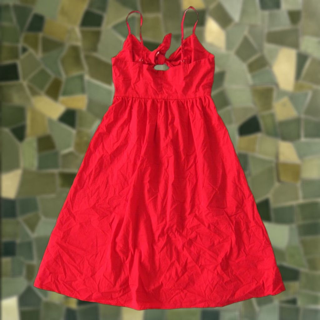Vintage GB Cotton Stretch Red Spaghetti Strap Peep Stomach Button Down Tank Sun Dress M Size M / US 6-8 / IT 42-44 - 1 Thumbnail