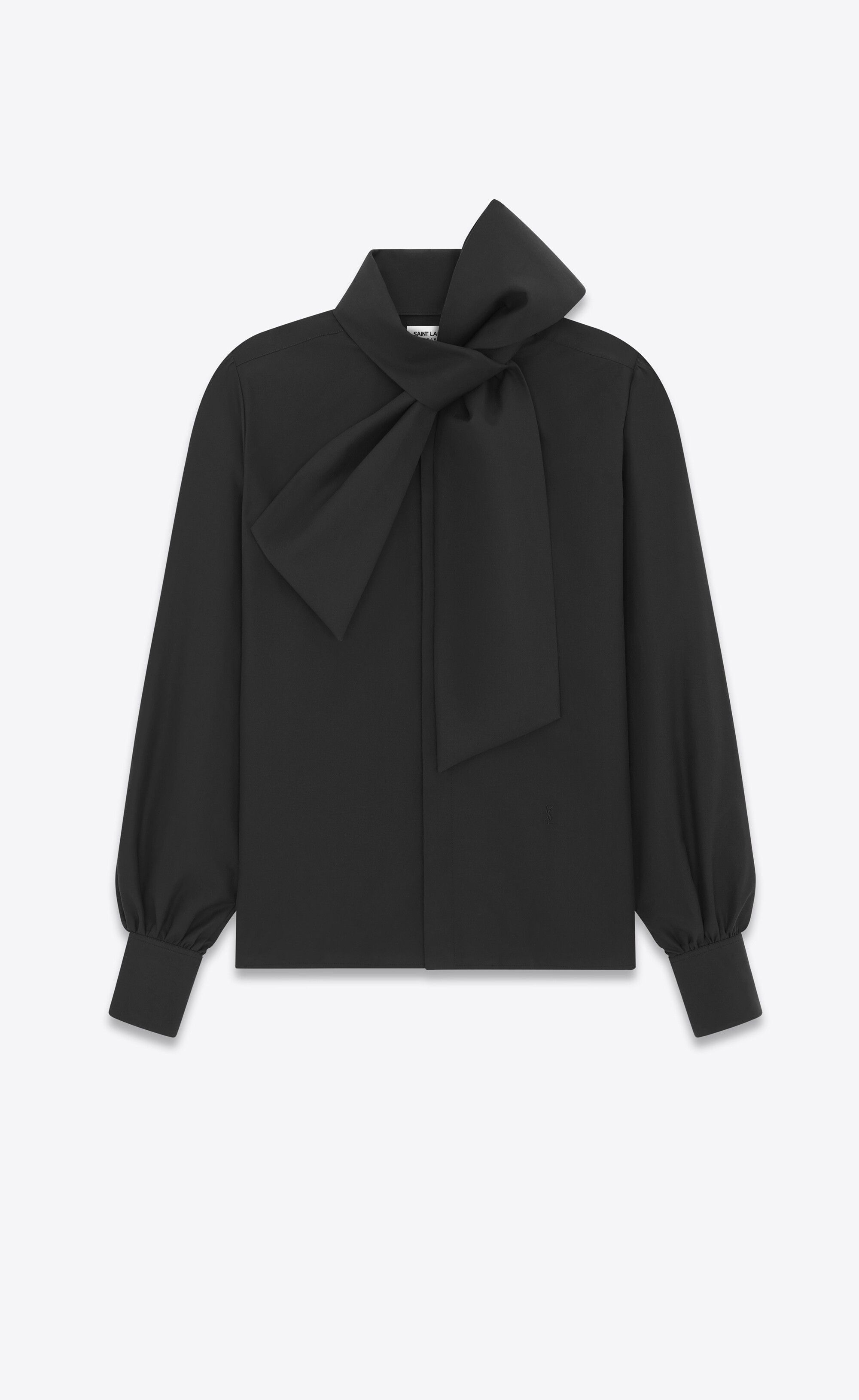 o1s1wg110624 Lavallière-Neck Blouse Poplin in Black