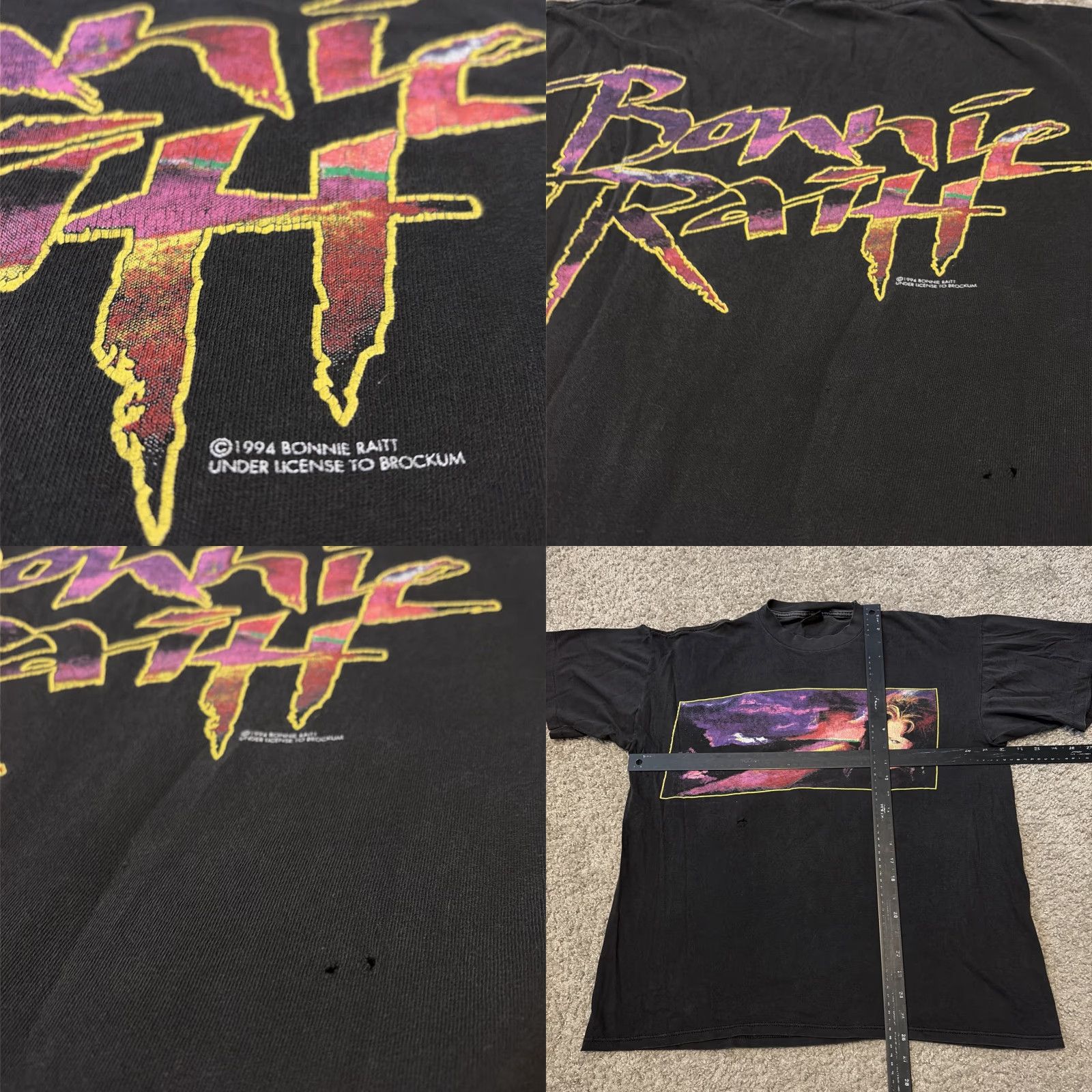 Vintage VINTAGE Bonnie Raitt Blues Country Tour Concert T-Shirt Brockum Large XL Black Men Regular Size L Size US L / EU 52-54 / 3 - 8 Thumbnail