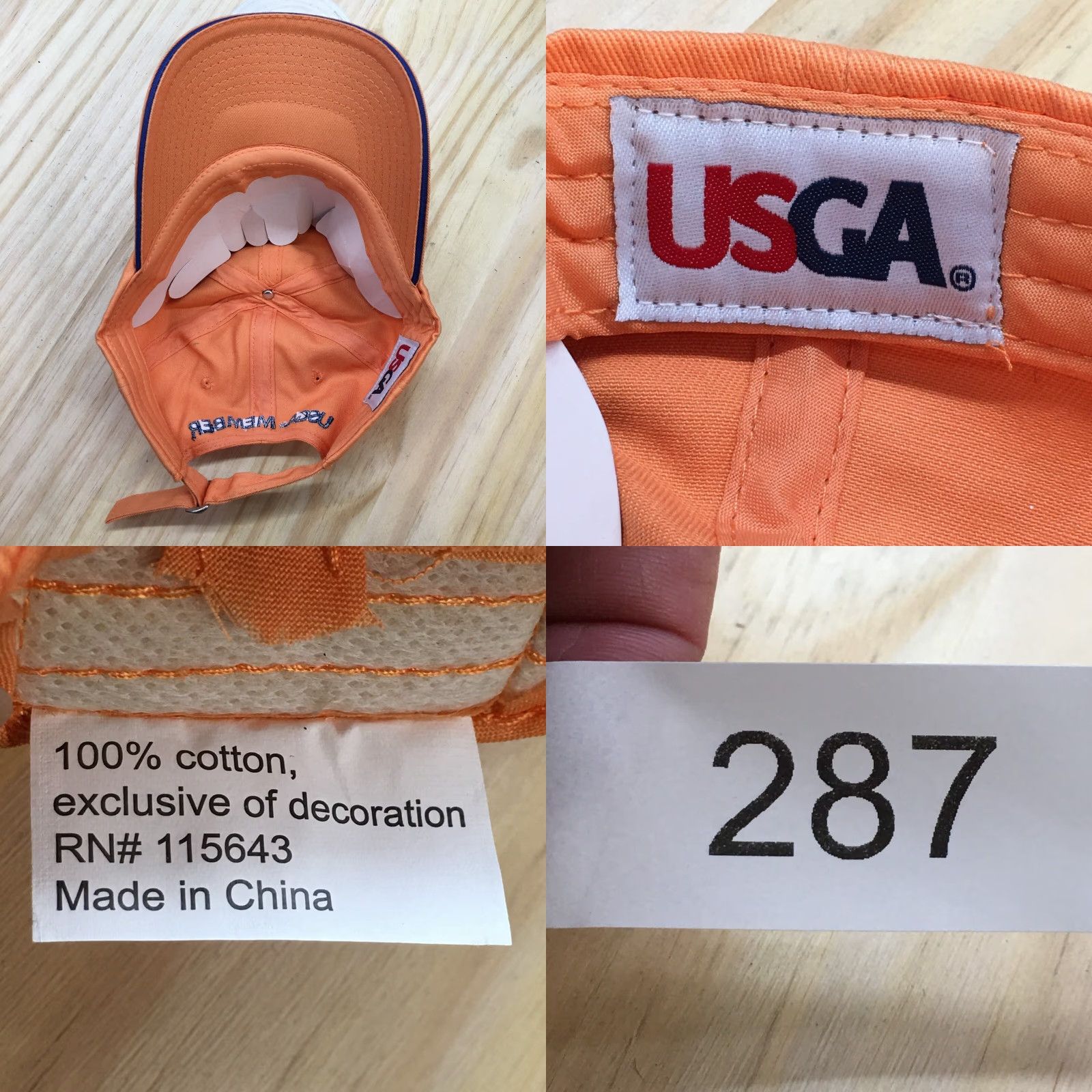 Vintage USGA Dad Baseball Cap Mens One Size Orange Adjustable Lightweight Canvas Cotton Hat Size ONE SIZE - 8 Thumbnail