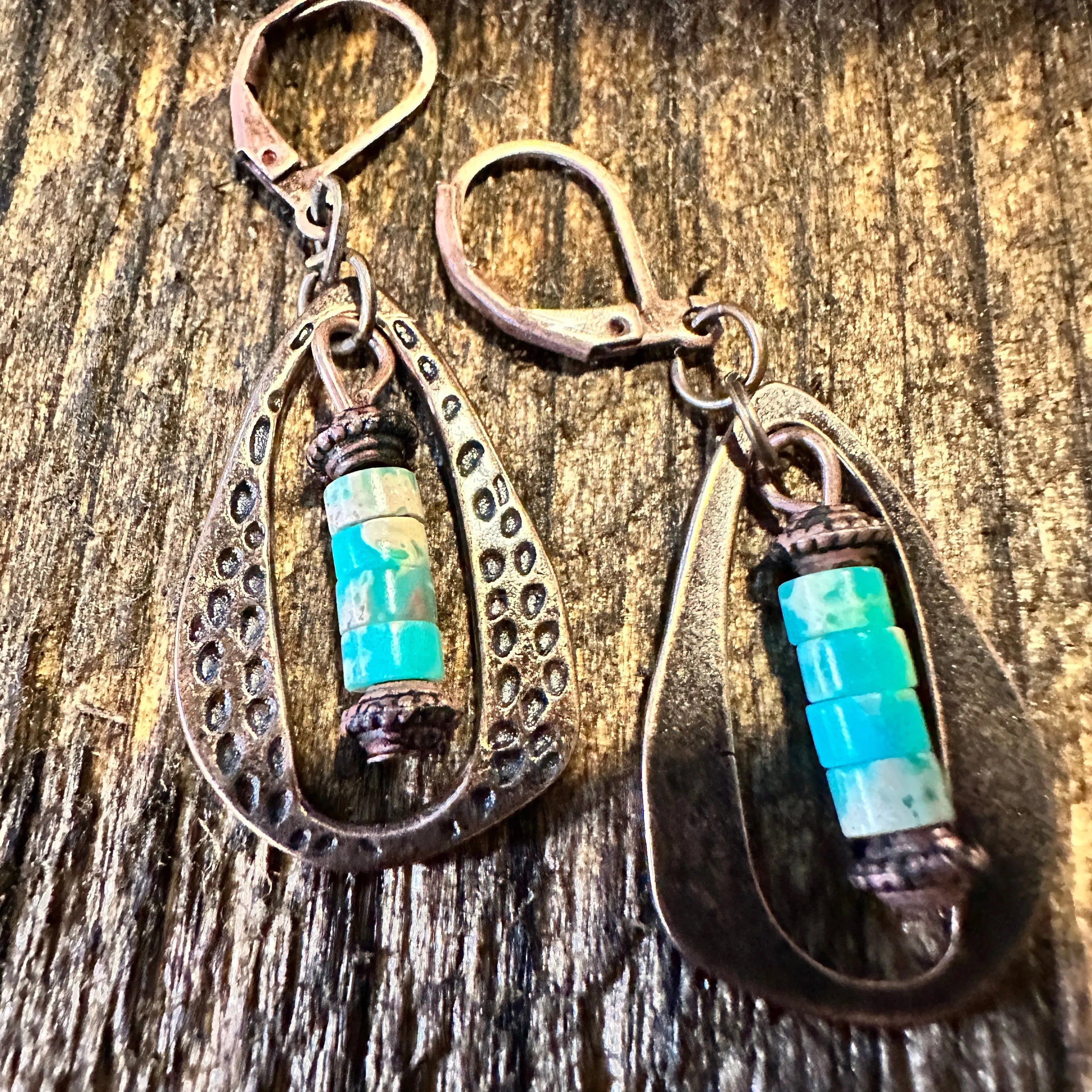 Other Boho Hippie Western Delicate Copper & Turquoise Drop Wire Ea Size ONE SIZE - 2 Thumbnail
