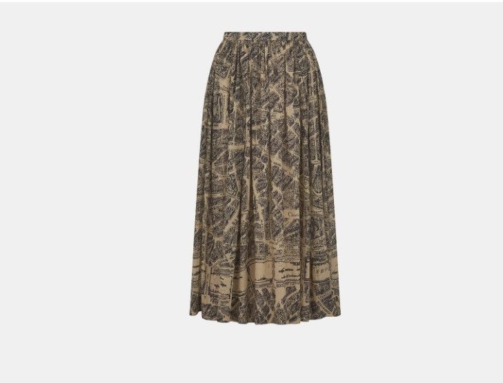 Dior o1w1db10425 351J90A Pleated Midi Skirt in Black & Beige Size 30" / US 8 / IT 44 - 1 Thumbnail