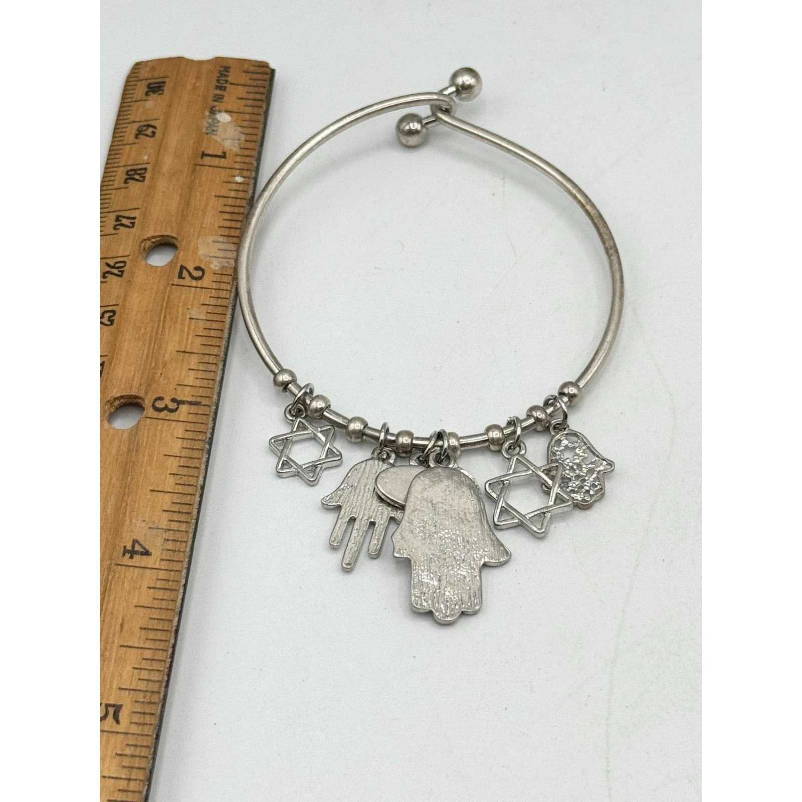 Other Jewish star hamsa hand charm bangle silver bracelet Size ONE SIZE - 4 Thumbnail