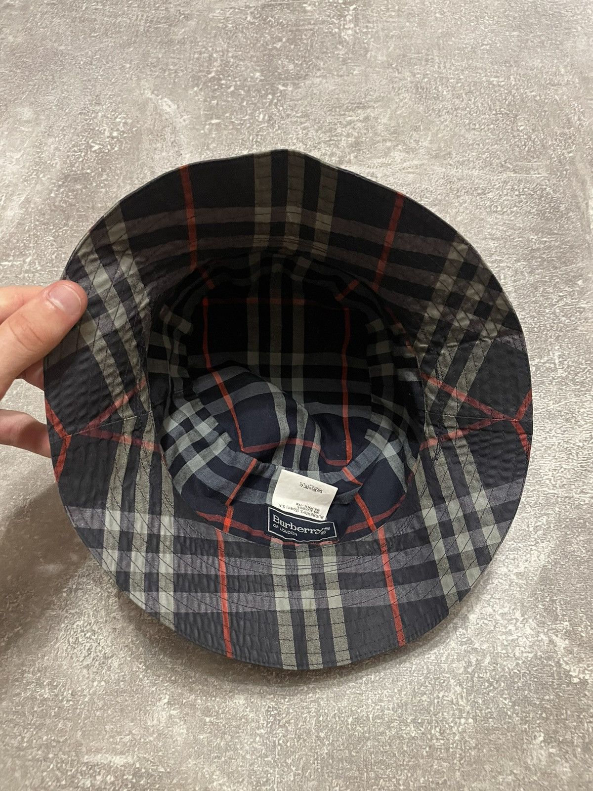 Vintage Burberrys logo bucket hat cotton panama