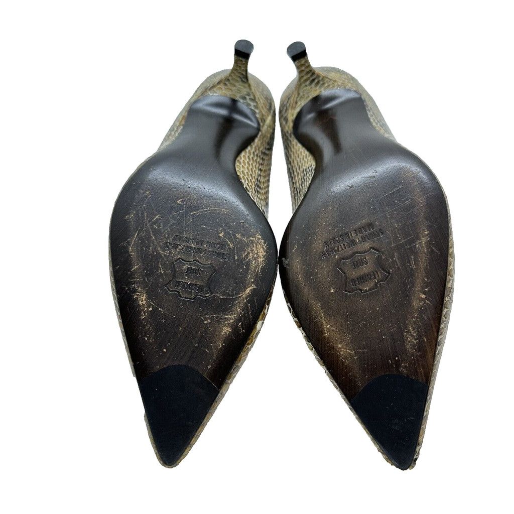 Stuart Weitzman Stuart Weitzman 9.5M Snakeskin Kitten Heel Pointed Tan Pumps Size US 9.5 / IT 39.5 - 10 Thumbnail