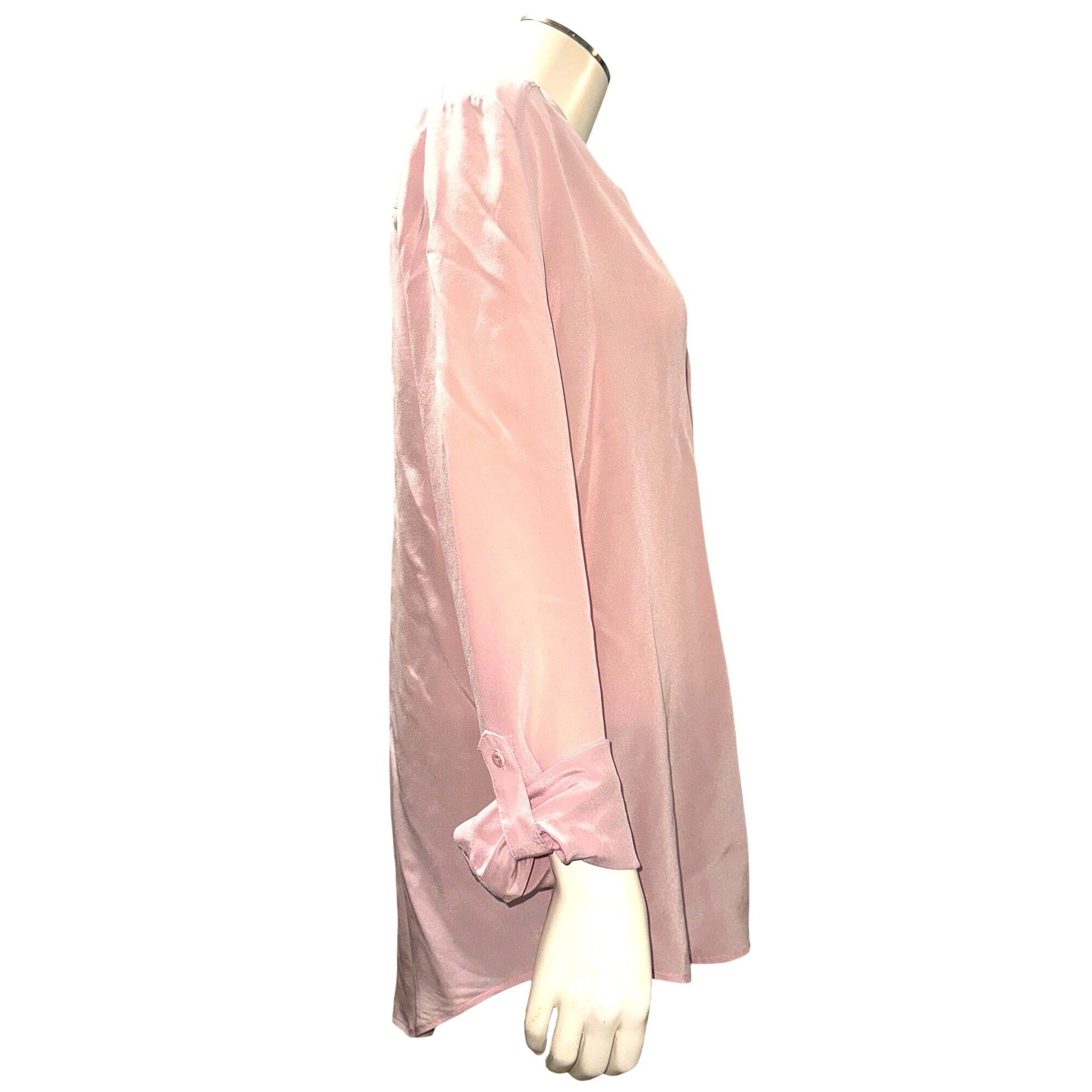 Other Trouve M Pink Sheer Silk Button Down Long Sleeve Blouse Mini Size M / US 6-8 / IT 42-44 - 3 Thumbnail