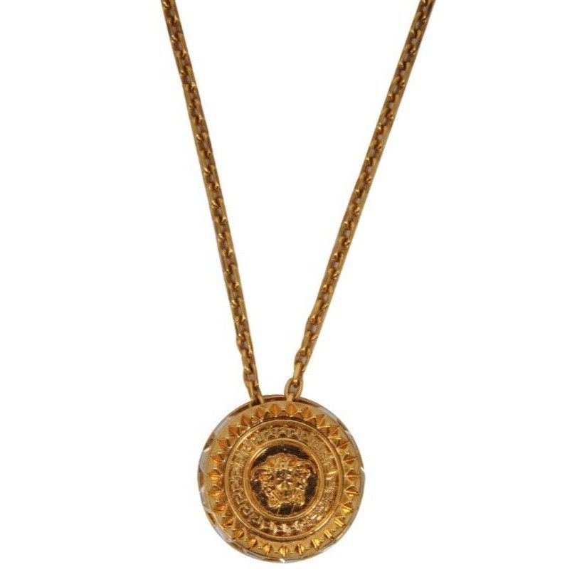 Versace Medusa Head Logo Pendant Necklace Gold Crystals Rope Size ONE SIZE - 1 Thumbnail