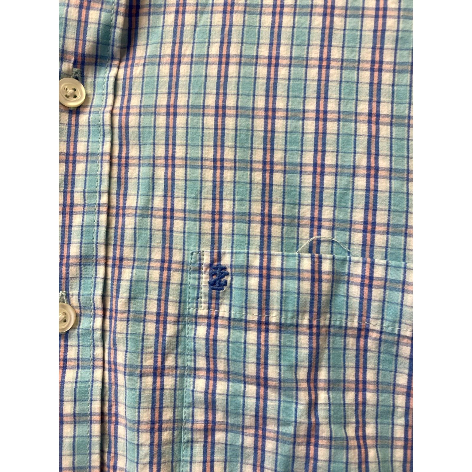 Izod IZOD Button Shirt Men M Turquoise Plaid Cotton / 0536 Size US M / EU 48-50 / 2 - 4 Thumbnail