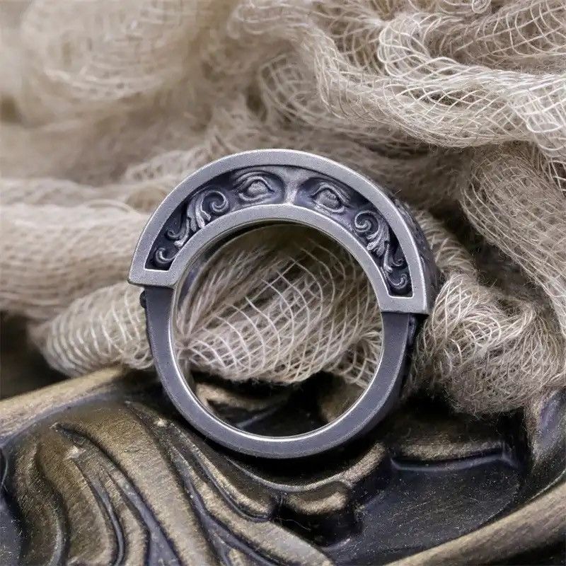 Designer × Jewelry × Vintage Dark Black Wave Ultra Fine Grain Sandblasted Eyes Design Size ONE SIZE - 4 Thumbnail