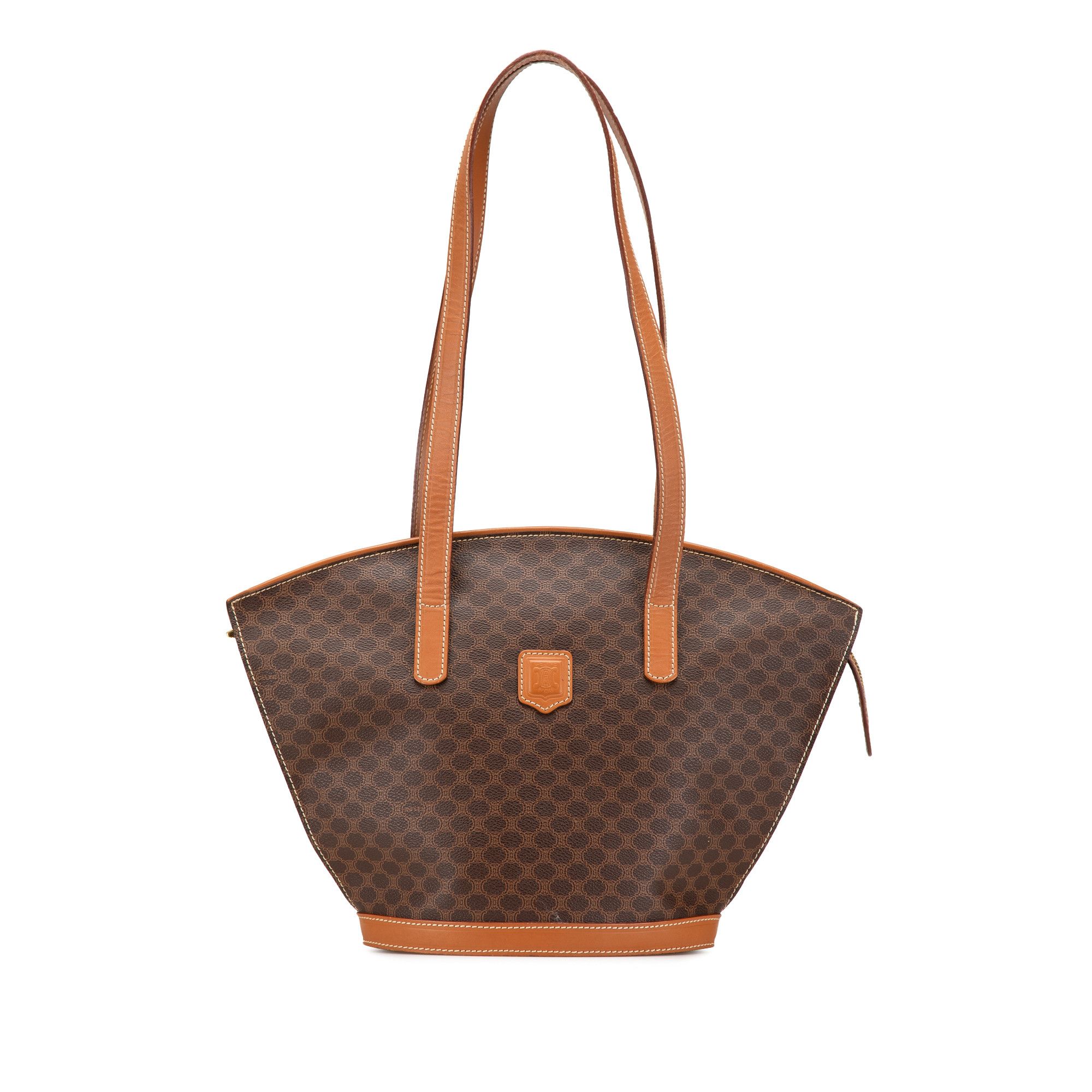 Celine Macadam Coated Canvas Shoulder Bag in Brown, Women's