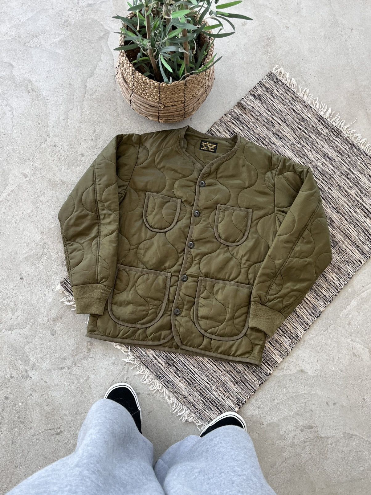 Polo Ralph Lauren Vintage US Army Quilted Bomber Jacket Green Military Liner Size US M / EU 48-50 / 2 - 1 Thumbnail