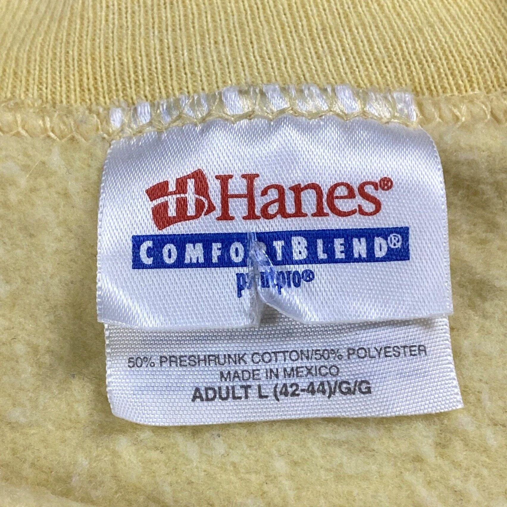 Hanes VINTAGE HANES FLEECE CREWNECK SWEATSHIRT BLANK ADULT LARGE PALE YELLOW LONG SLEEVE Unisex Size US L / EU 52-54 / 3 - 4 Thumbnail