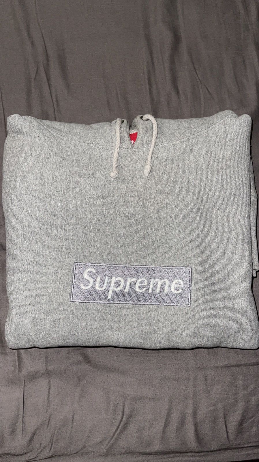 Supreme Silver on Grey Supreme Box Logo Hoodie | Grailed