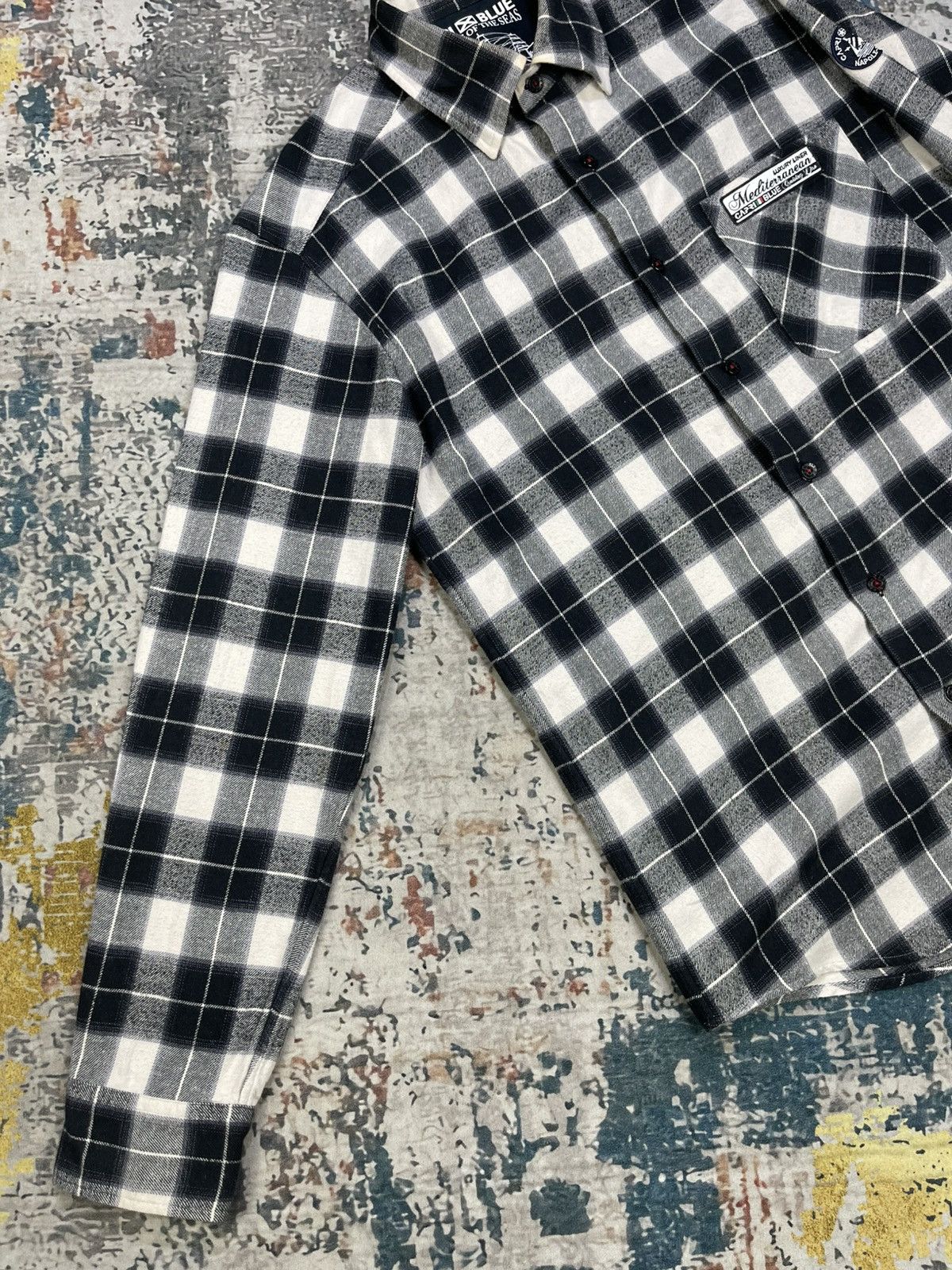 Japanese Brand Capri Blue Luxury Liner Melton Checked Button Down Shirt Size US S / EU 44-46 / 1 - 4 Thumbnail