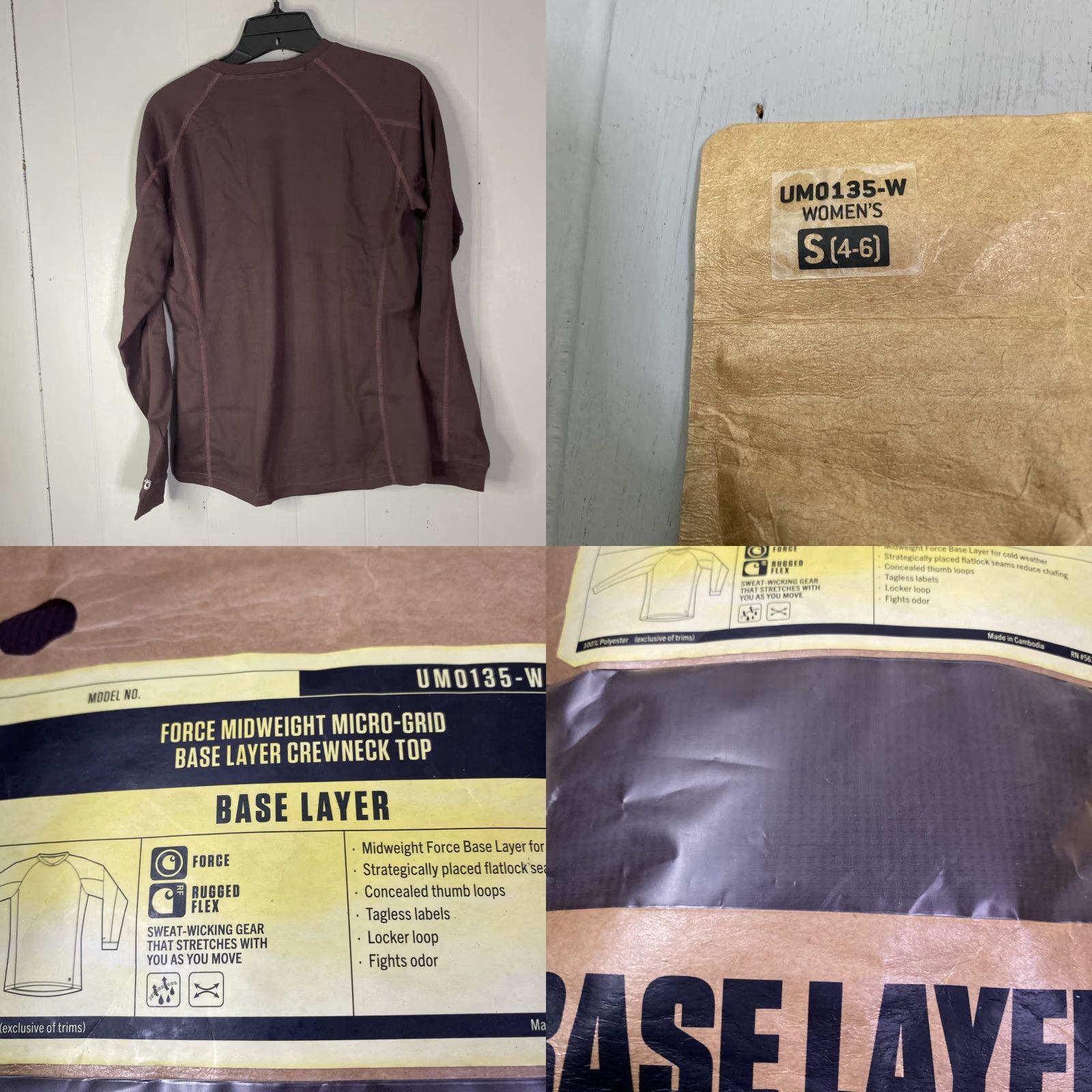 Carhartt Carhartt Force Midweight Base Layer Tec Crewneck Deep Wine MSRP 9.99 S Women Long Sleeve Pullover Logo Thermal Workwear Casual Travel Size S / US 4 / IT 40 - 9 Thumbnail