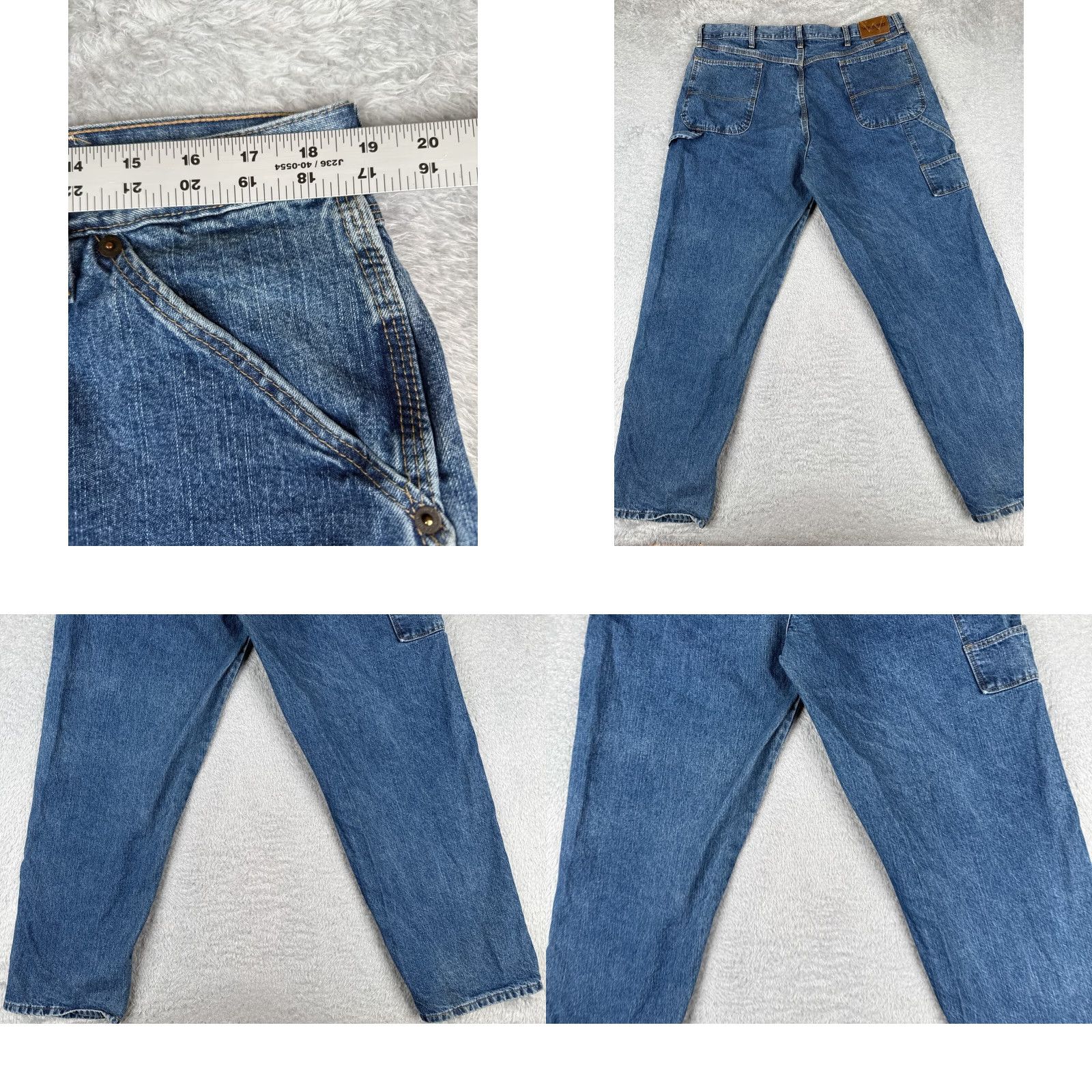 Wrangler Wrangler Jeans Mens 40 Blue Denim Carpenter Fit Hammer Loop Triple Stitched Seam Boots Cut Slim Size US 40 / EU 56 - 9 Thumbnail
