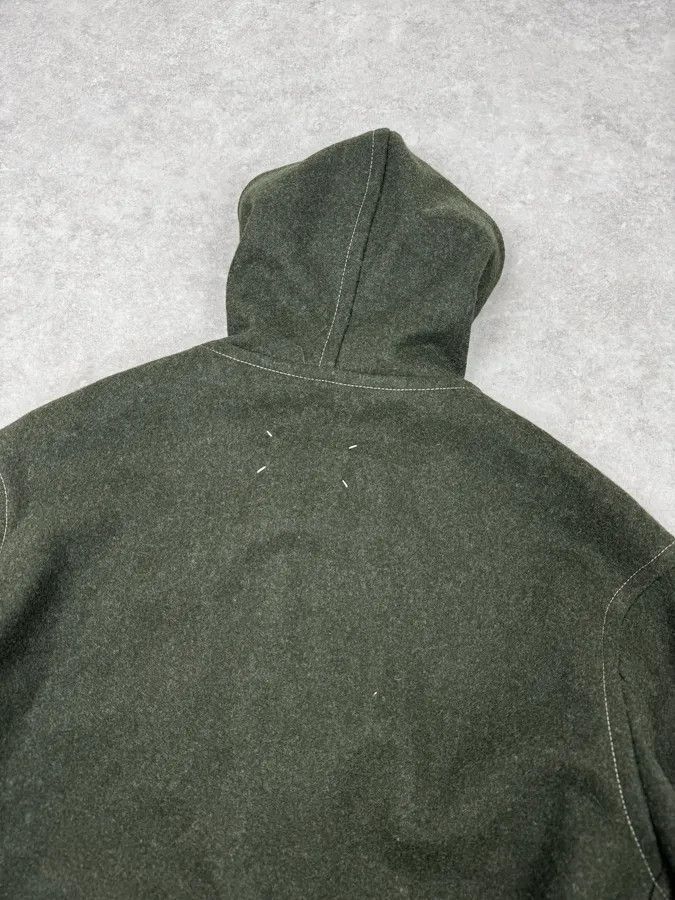 Maison Margiela AW2021 Maison Margiela Montgomery Green Wool & Leather Hooded Coat Size US M / EU 48-50 / 2 - 6 Thumbnail