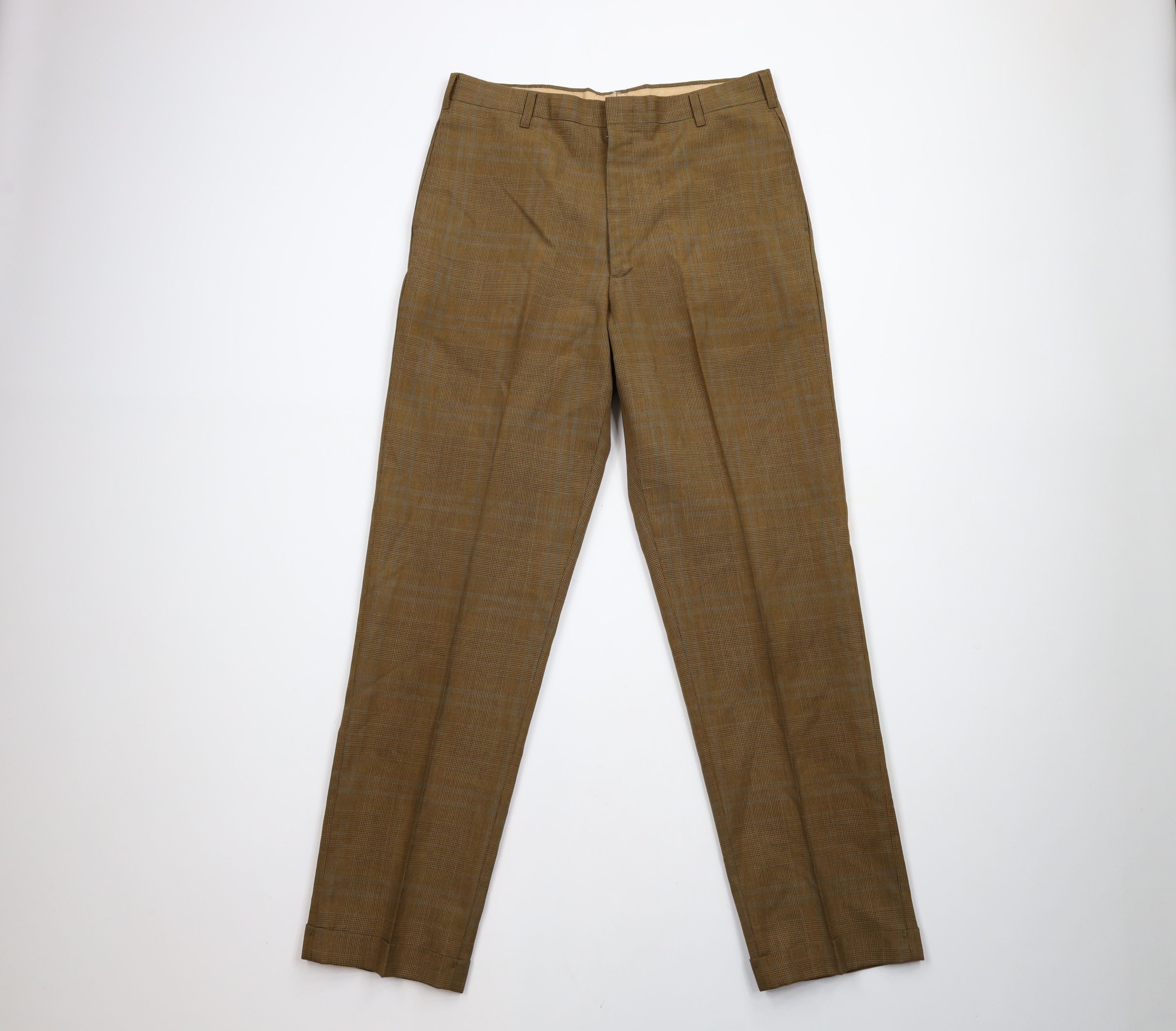 Vintage Vintage 70s Streetwear Flat Front Chino Pants Plaid USA Size US 32 / EU 48 - 1 Thumbnail