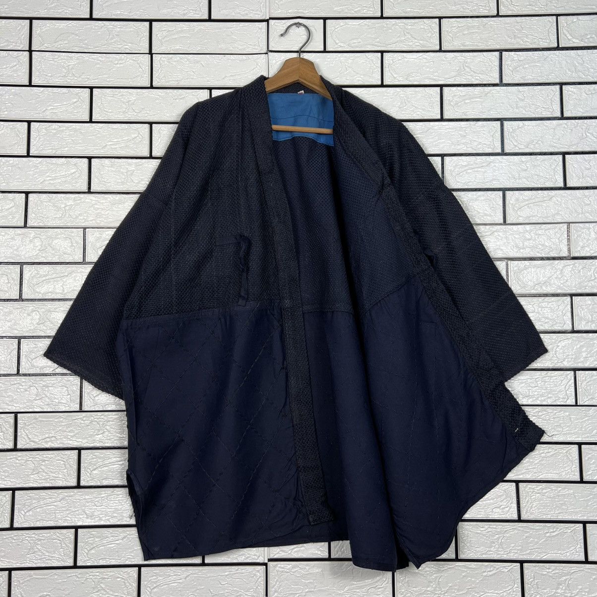 Japanese Brand Vintage Thick Weave KIMONO DarkBlue Hanten Jacket #4054-C184 Size US XL / EU 56 / 4 - 9 Thumbnail