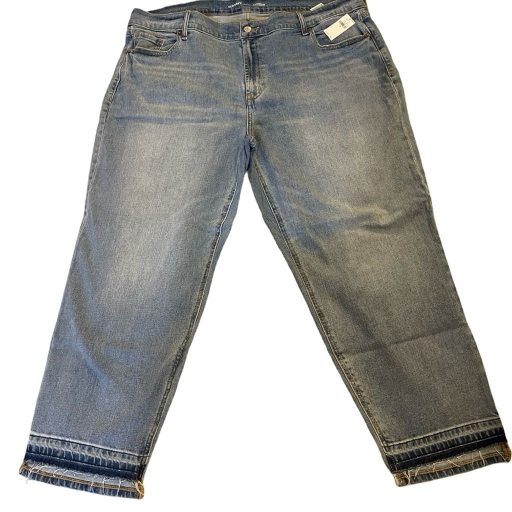 Old Navy Old Navy Mid-Rise BF Straight Cut-Off Ankle Jeans Light 20 Size 42" / US 20 - 1 Thumbnail
