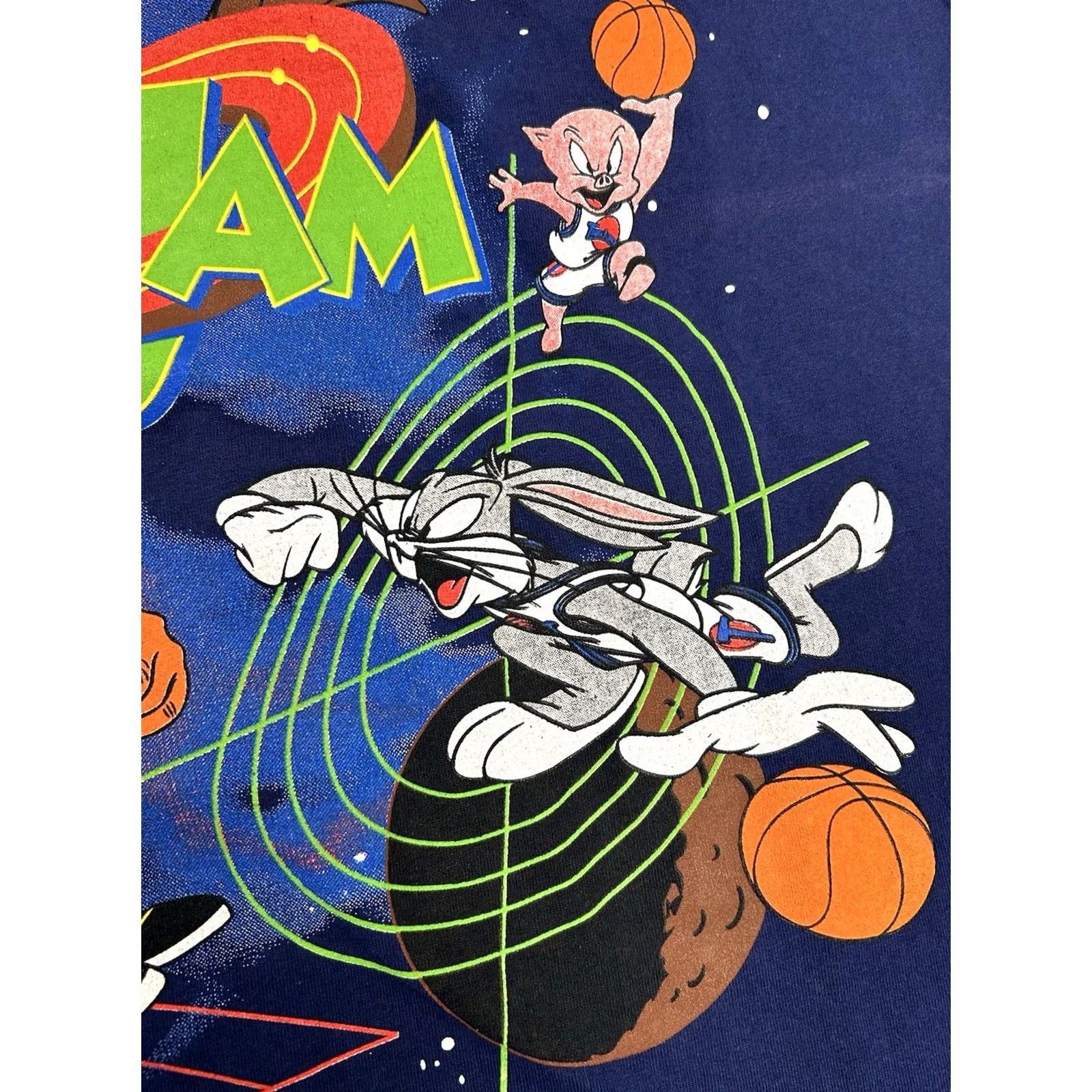 Vintage VINTAGE Space Jam Movie Promo Looney Tunes Warner Bros 1996 Tee Large Blue Cartoon 90s Basketball Unisex Adults Size US L / EU 52-54 / 3 - 7 Thumbnail