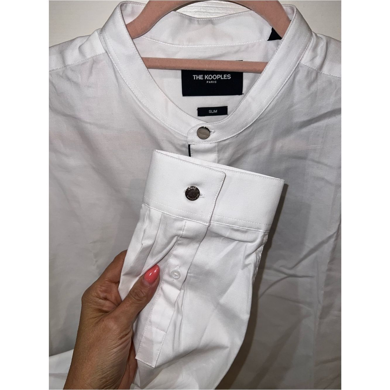 The Kooples The Kooples Paris White Slim Mandarin Collar Button Shirt X Size US XL / EU 56 / 4 - 5 Thumbnail