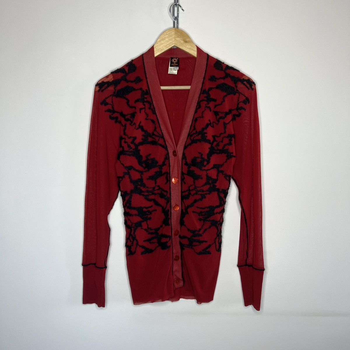 Jean Paul Gaultier Jean Paul Gaultier JPG Soleil Red Cardigan Vintage Mesh Top Size M / US 6-8 / IT 42-44 - 1 Thumbnail